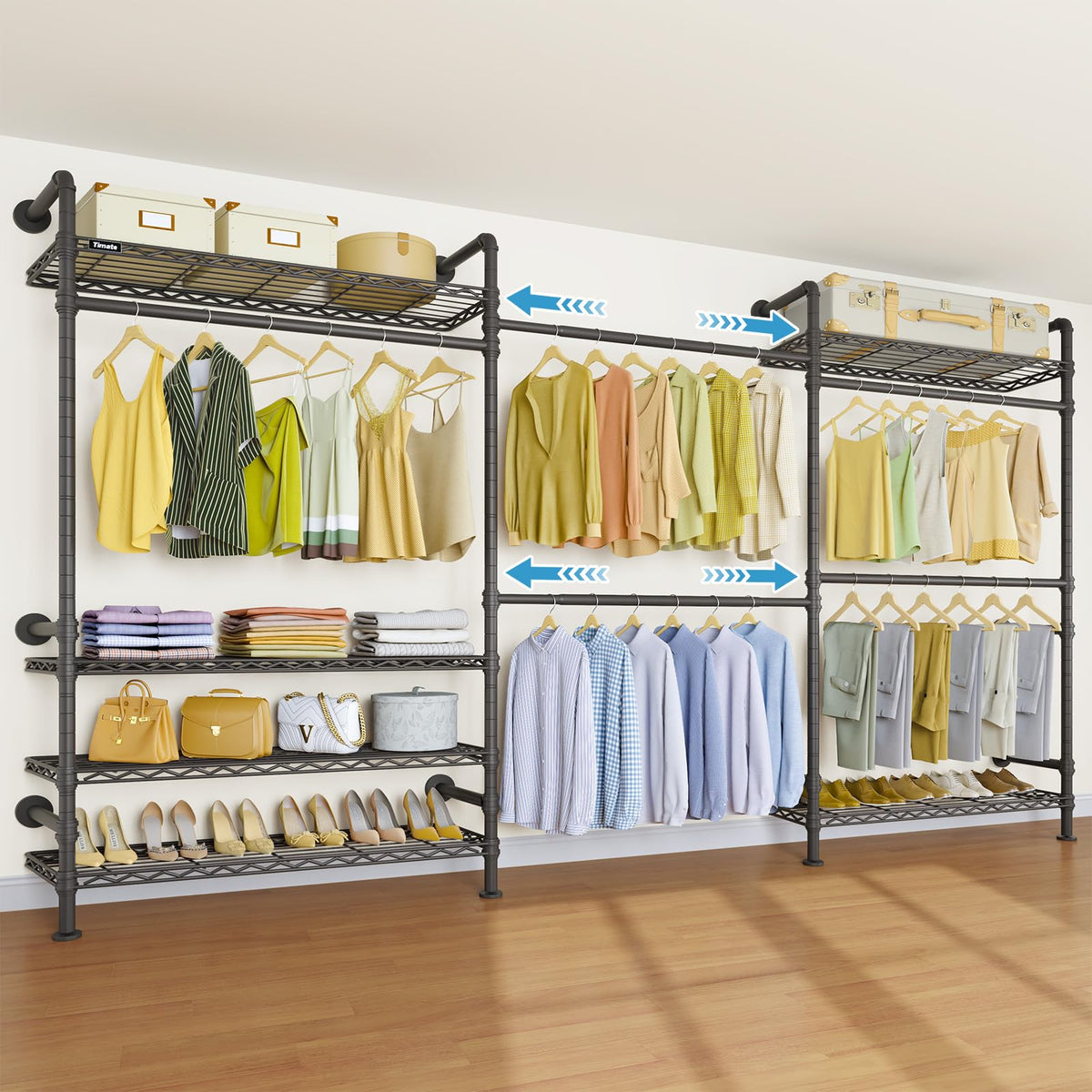 F3 Plus Wall Mounted Clothes Rack Industrial Pipe Clothing Rack for Hanging Clothes