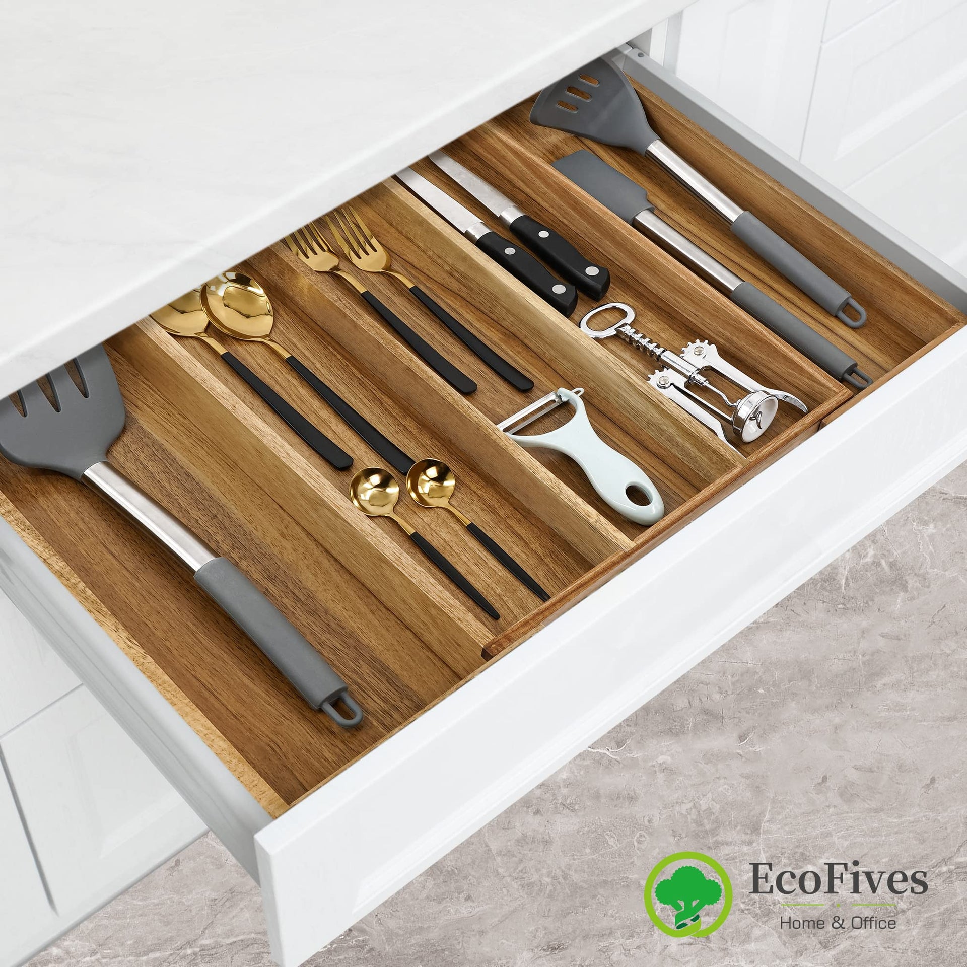 Luxury Acacia Silverware Organizer