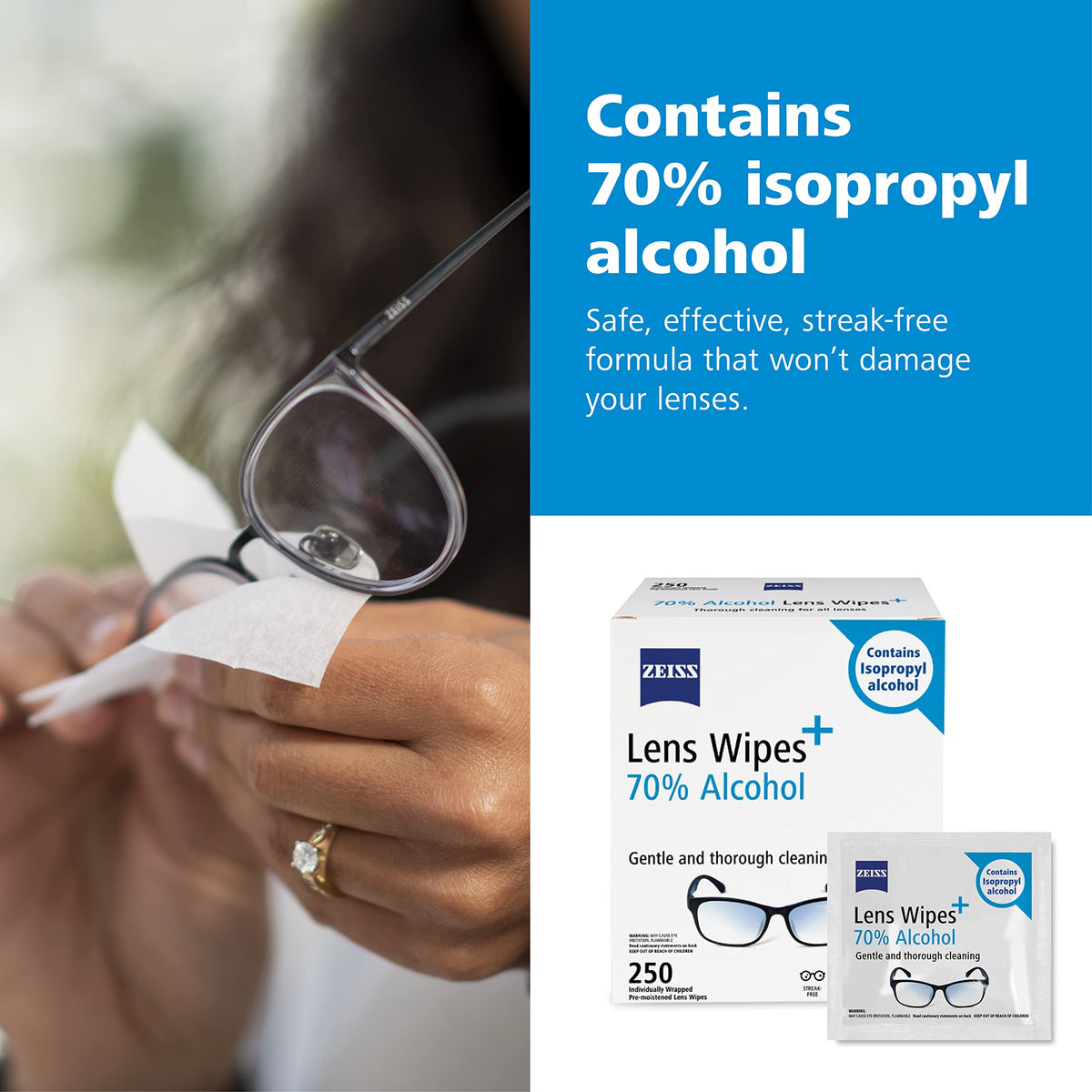 Pre Moistened Lens Cleaning Wipes with 70% Alcohol (250 Count) - ModHome Supplies