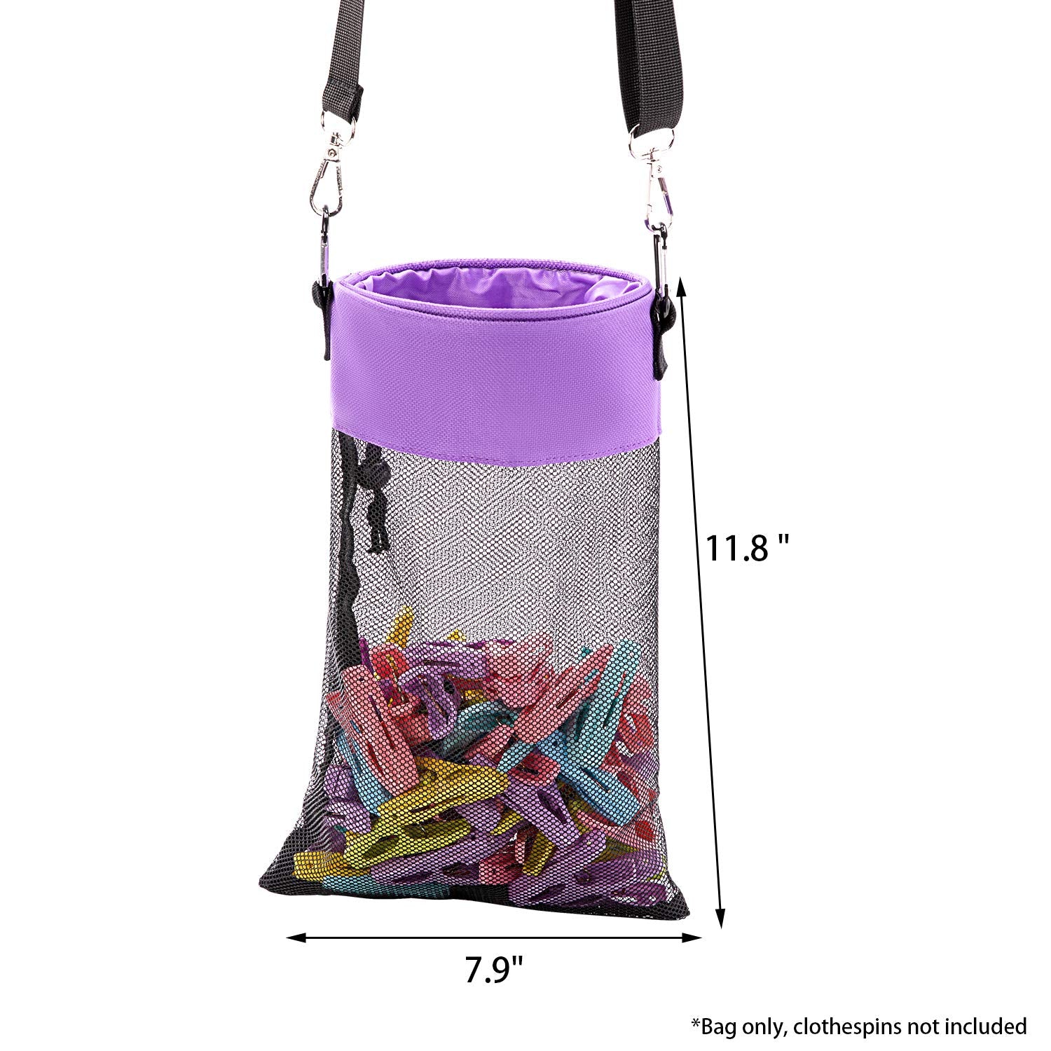 Mesh Clothespin Bag with Hooks Hanging Clothes Pin Bag with Drawstring Closure Clothespin Holder