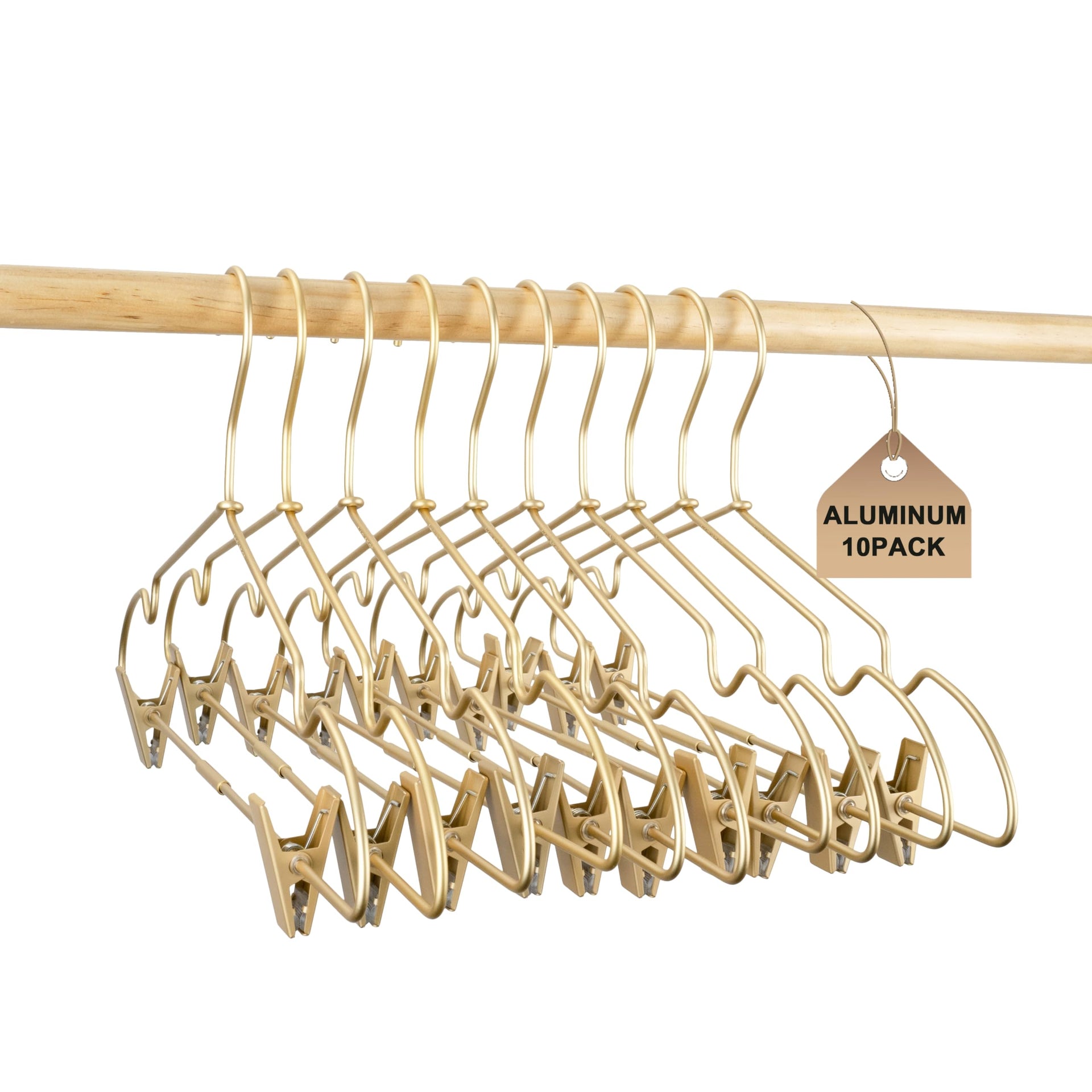 12.5" Gold Metal Baby Clothes Clips Hanger Children Kids Coat Hanger Display and Storage 10Pack (10 Count)