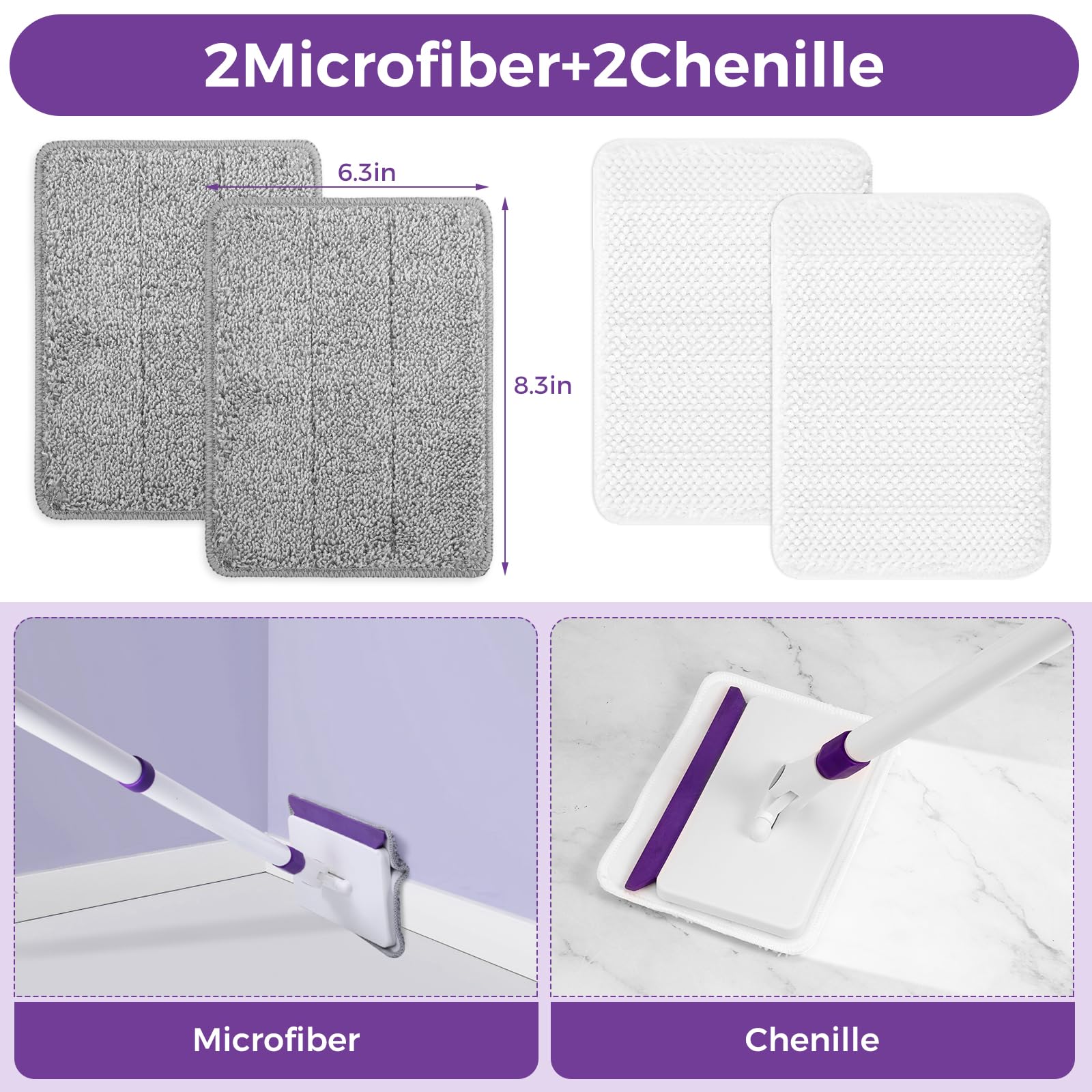 4 Pack Baseboard Cleaner Pad Refills for Wlich (4 Count)