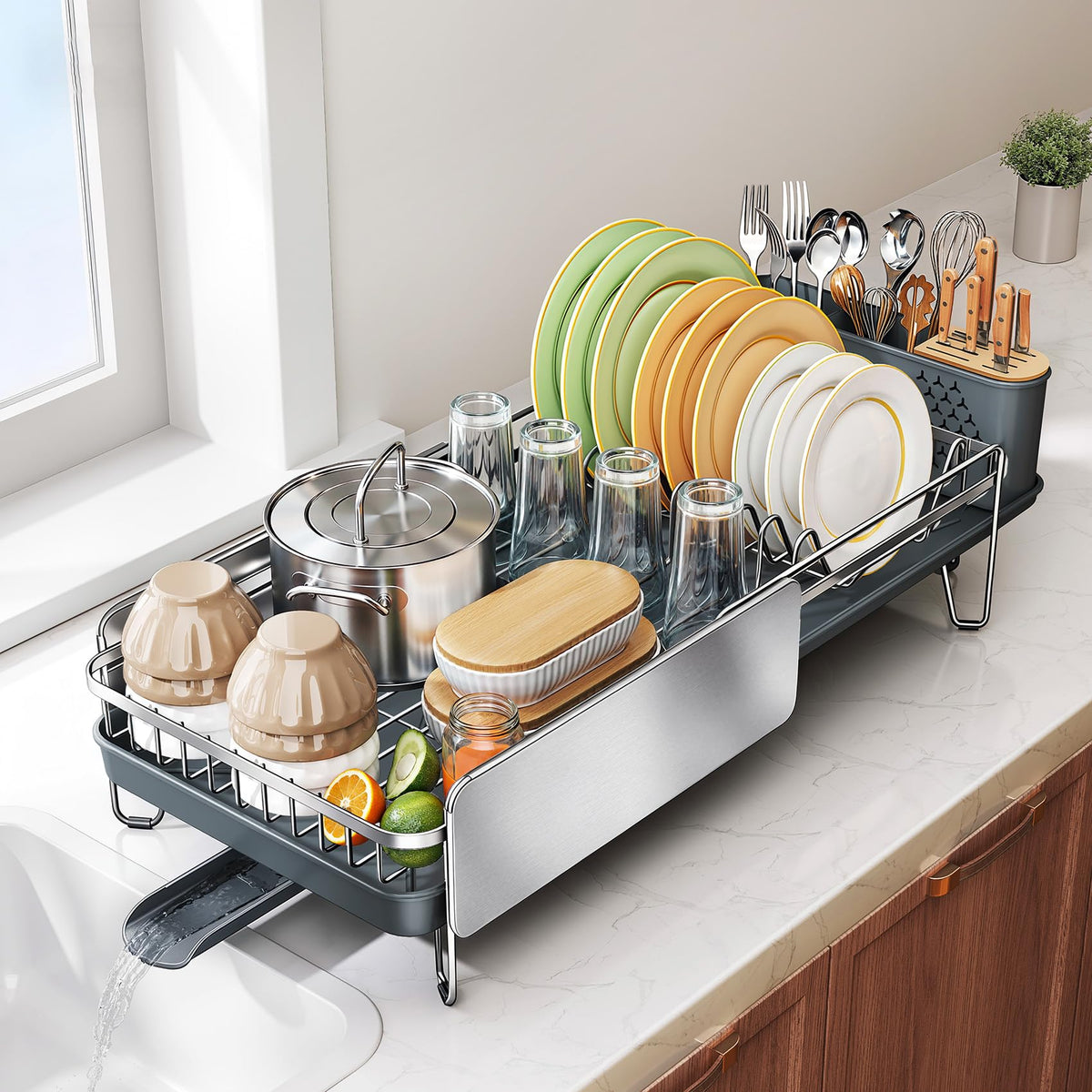 Stainless Steel Dish Drying Rack for Kitchen Counter