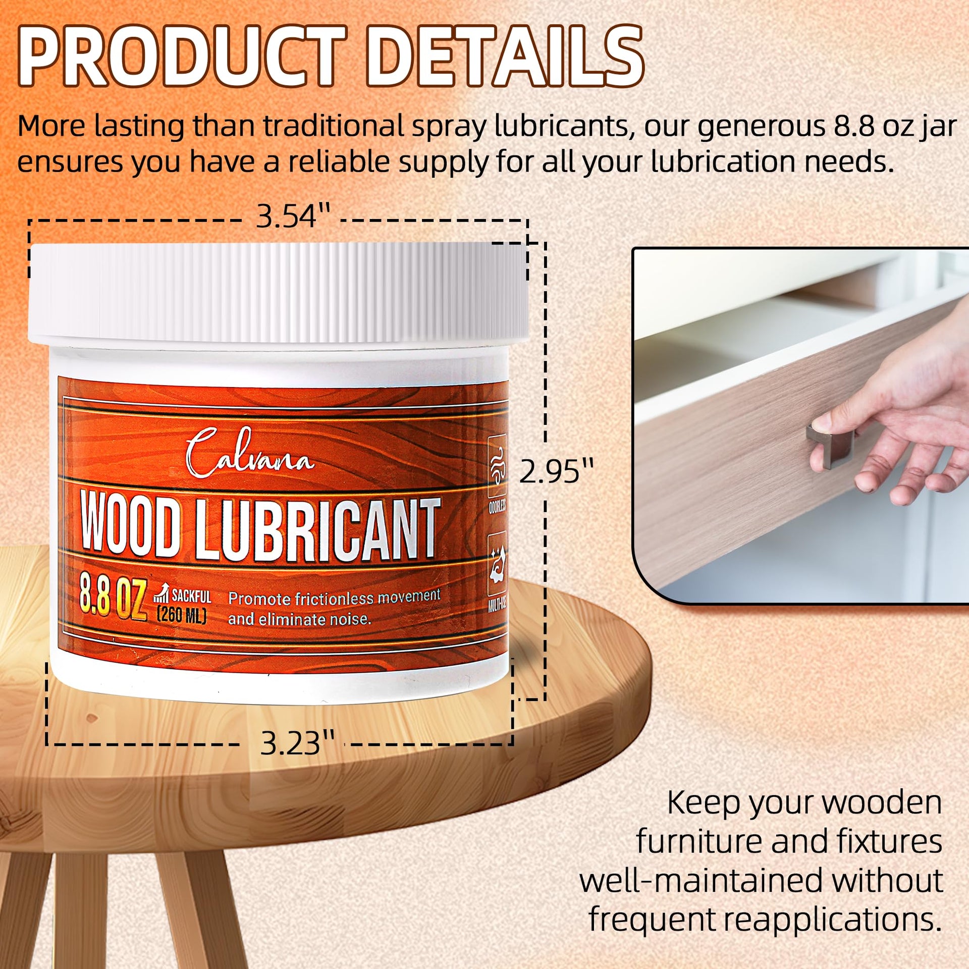 8.8oz Wood Drawer Wax Lubricant Paste (8.8 Ounce)
