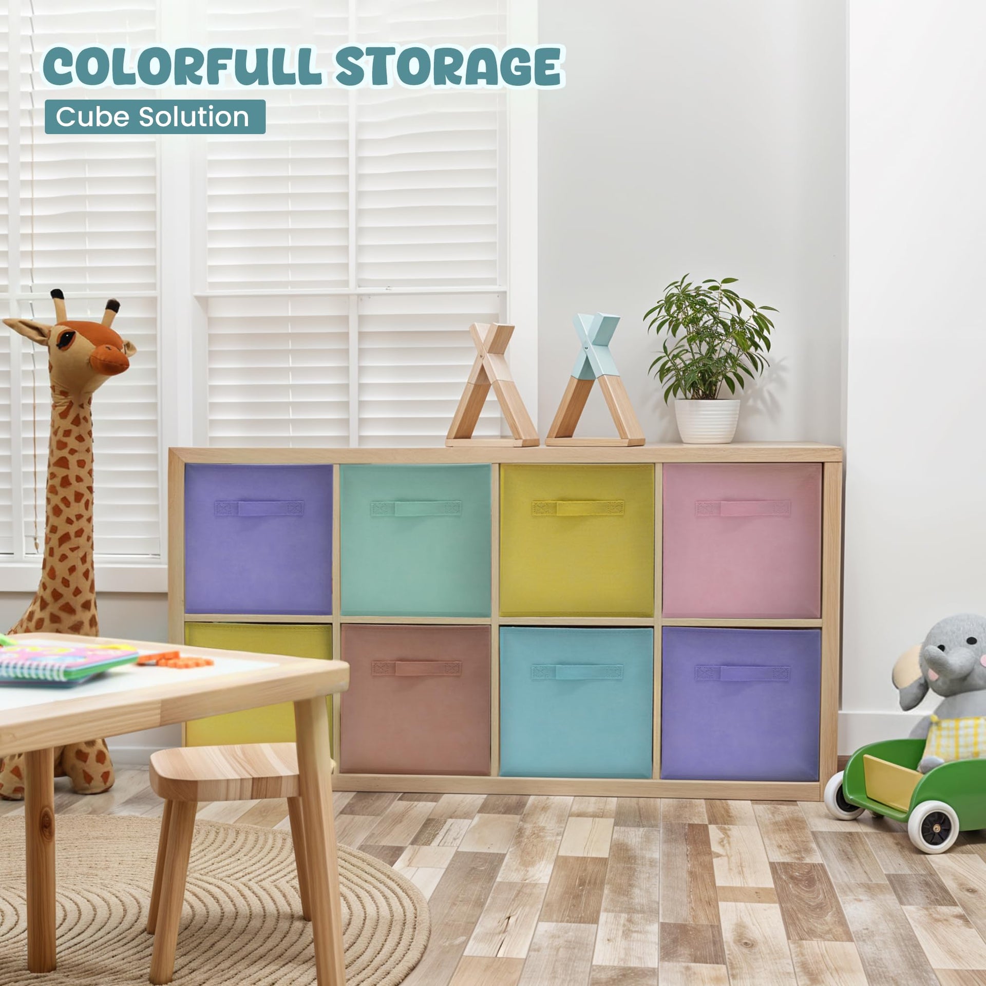 6 Pack 11 Inch Pastel Color Storage Foldable Cube Bins (6 Count)