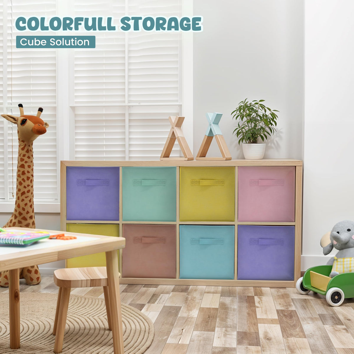 6 Pack 11 Inch Pastel Color Storage Foldable Cube Bins (6 Count)