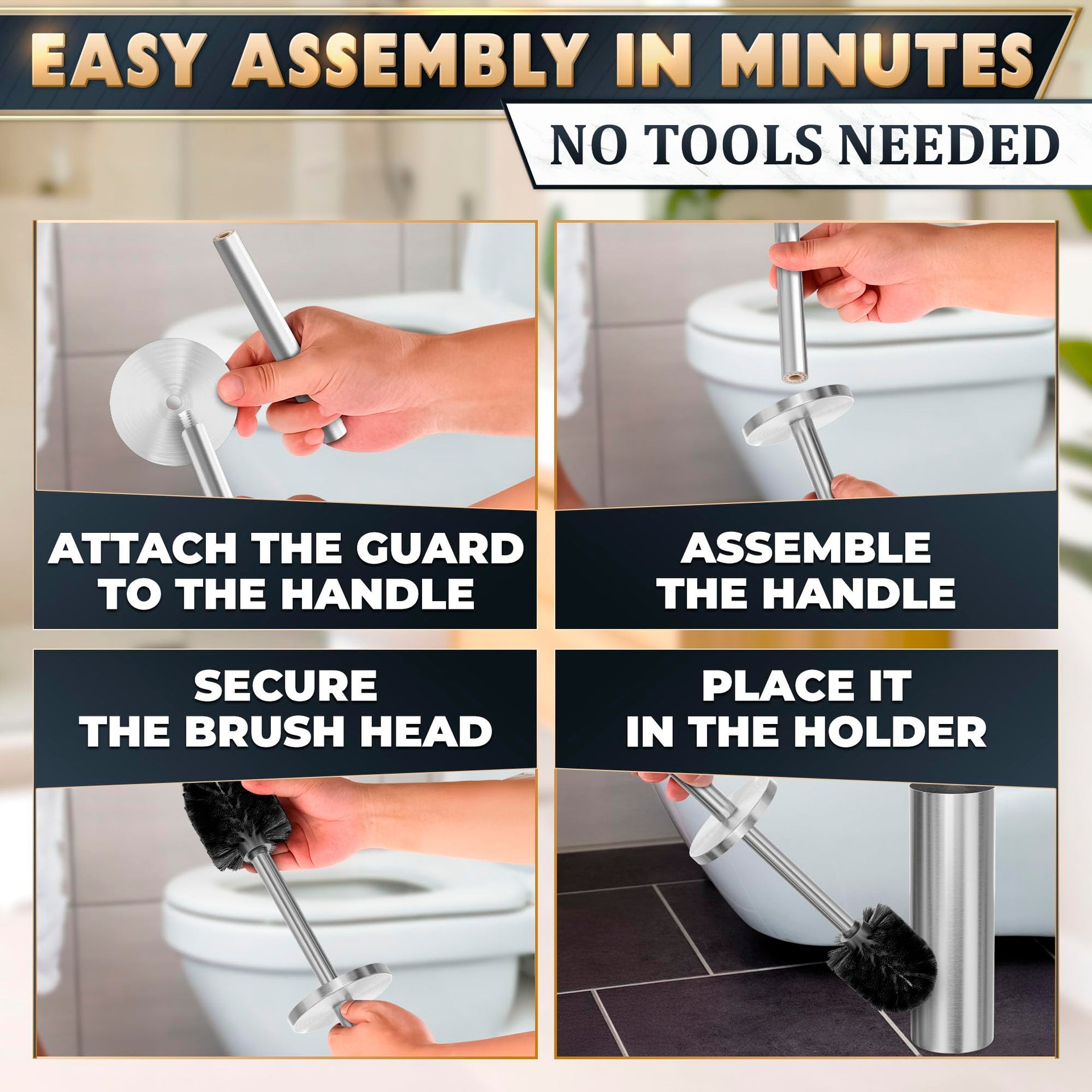 Stainless Steel Toilet Brush and Holder Set