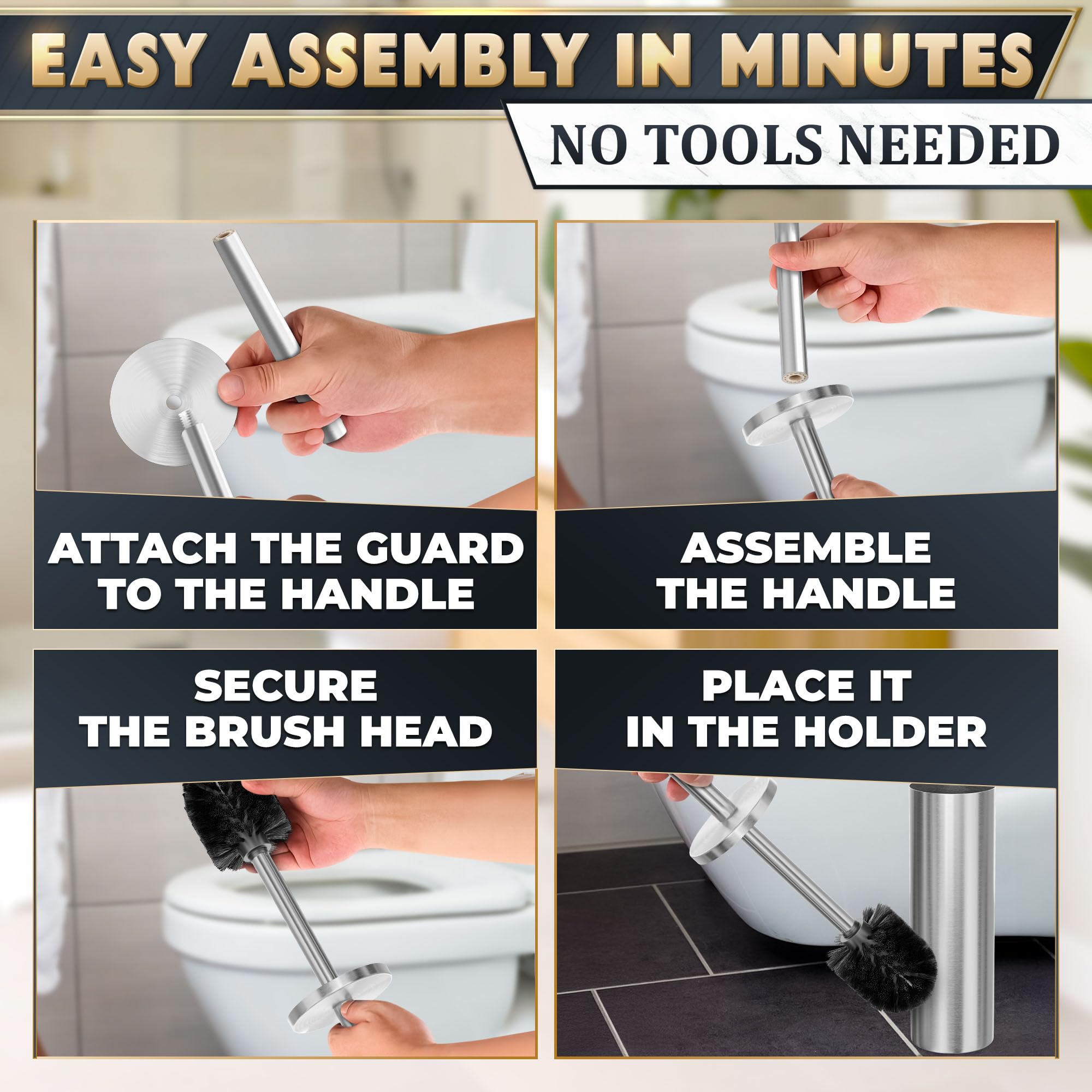 Stainless Steel Toilet Brush and Holder Set