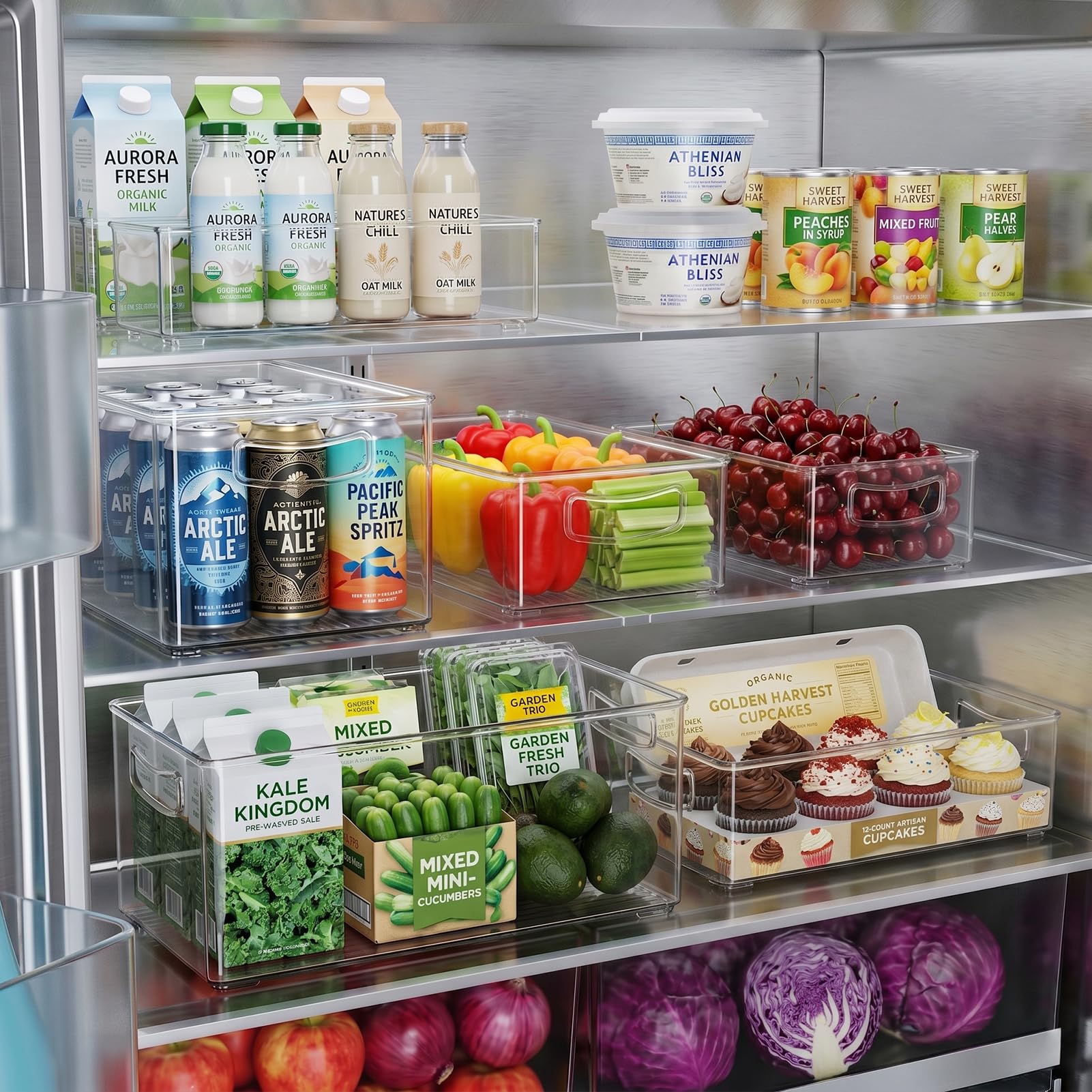 8 PACK Freezer Organizer Bins Fridge Organizers and Storage Stackable Refrigerator Organizers Bins with Side Handles Clear Storage Bins for Pantry (8 Count)