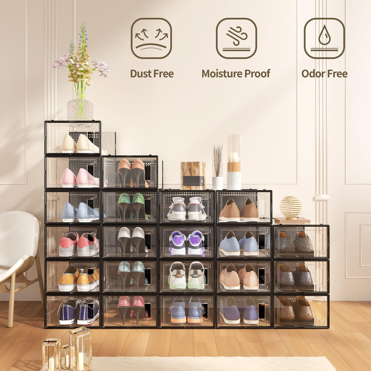 12 Pack Large Shoe Organizer Storage Boxes for Closet (12 Count)
