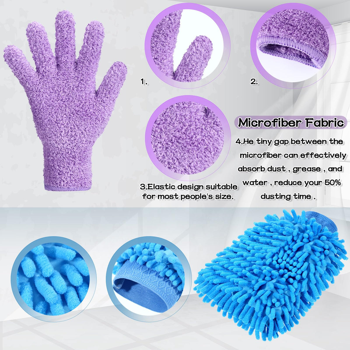 6 Pcs Micro Dusting Mitt Plant Cleaning