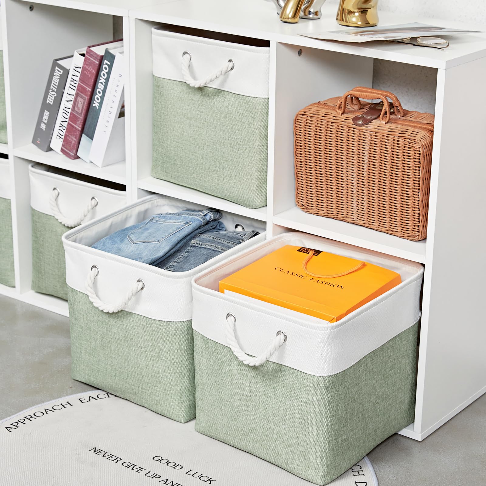 13 Inch 6 Pack Foldable Fabric Storage Cubes with Handles (6 Count)
