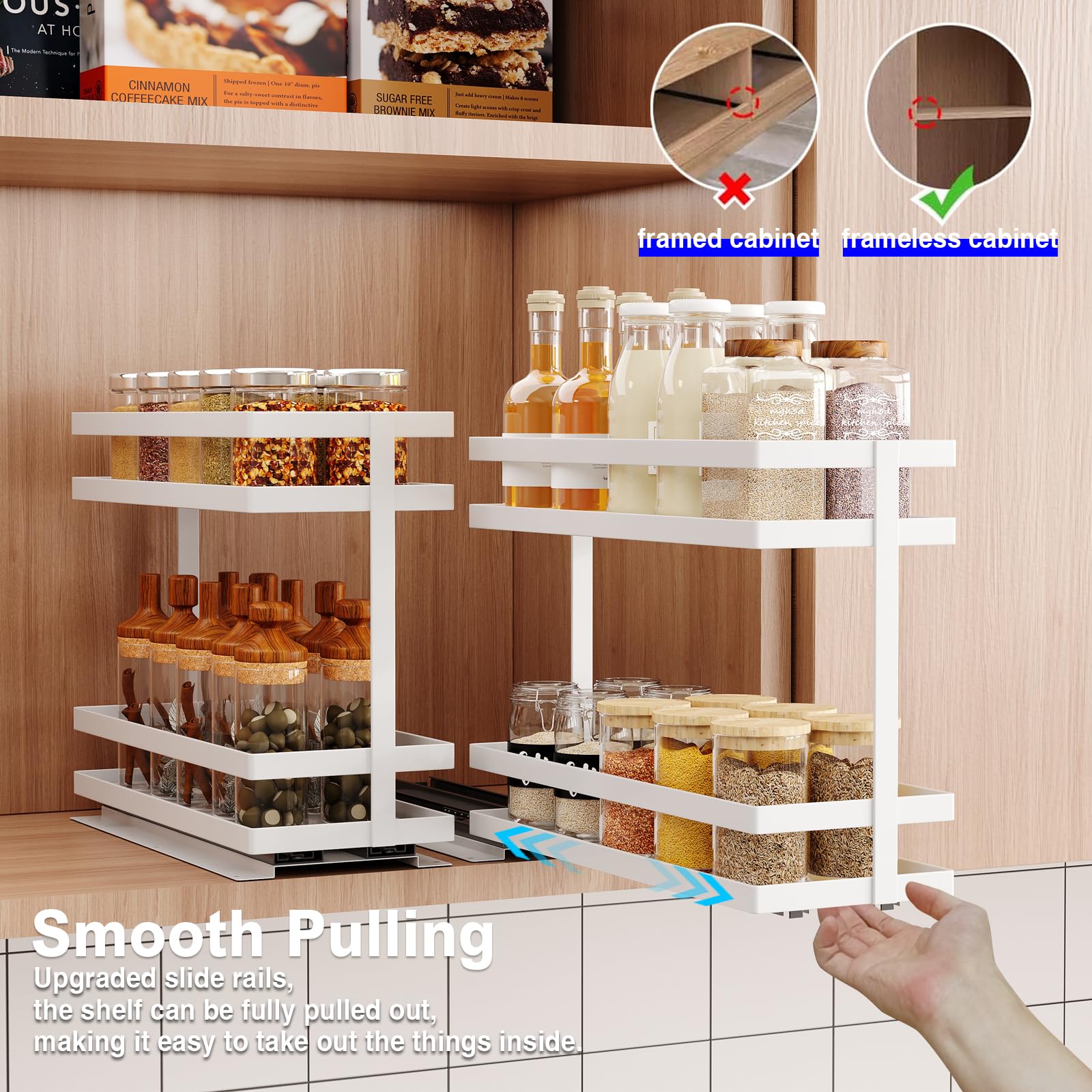 4 Pack Pull Out Spice Rack Organizer for Cabinet (4 Count)