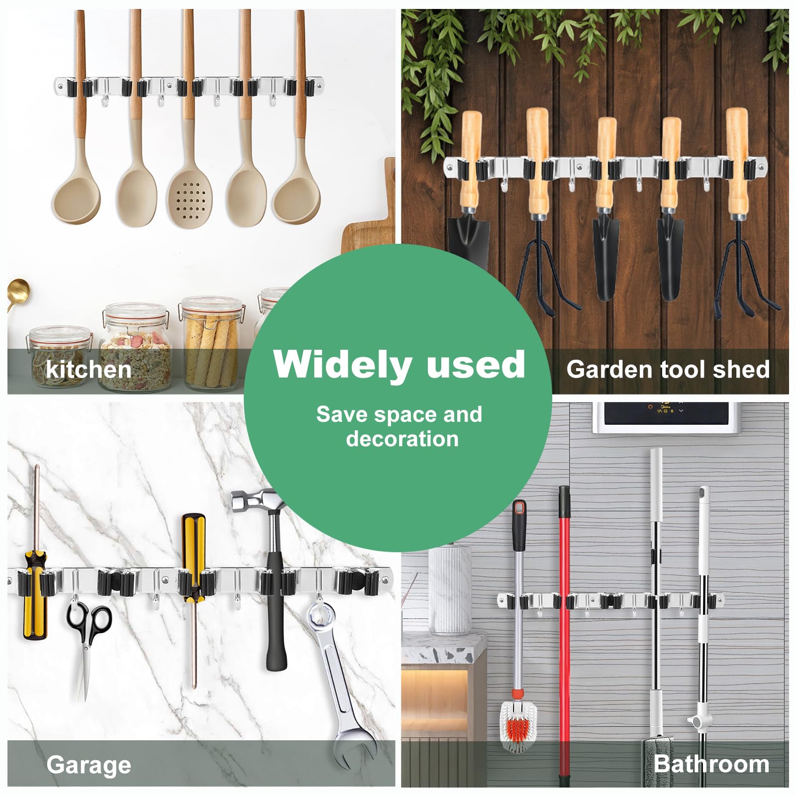 5 Pack Broom Holder Wall Mount (5 Count)