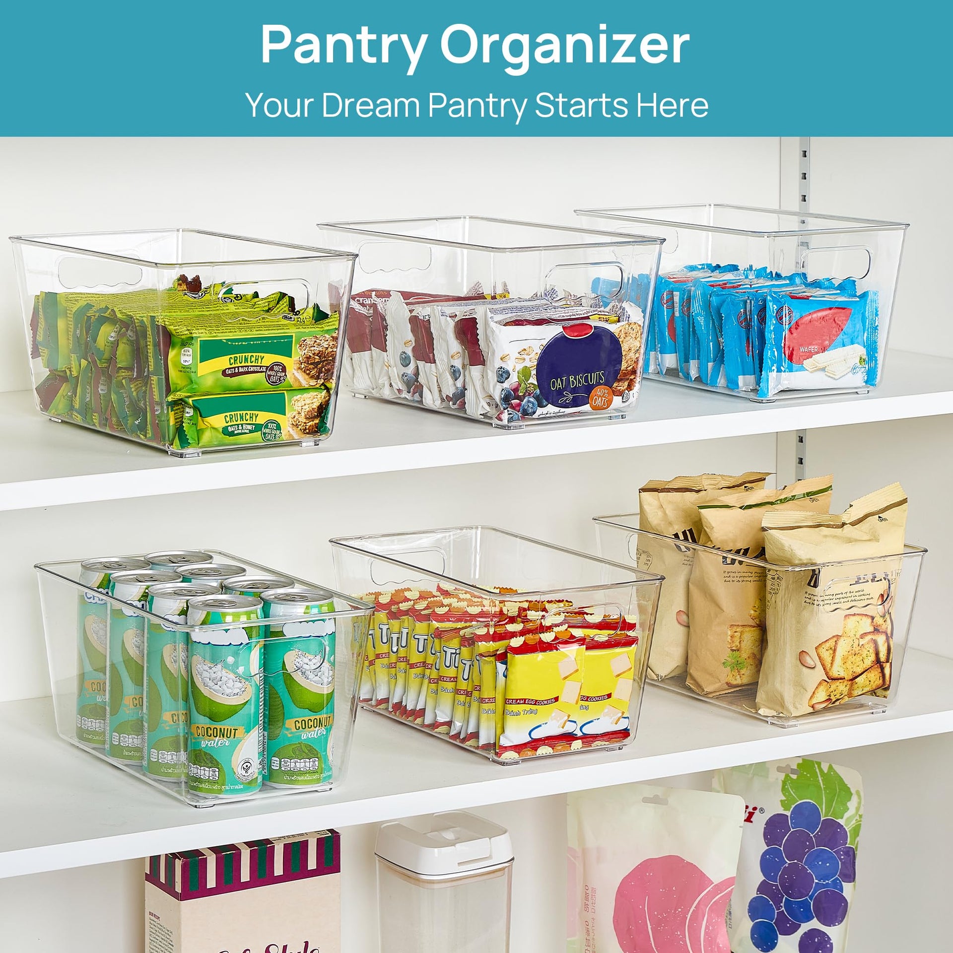 6 Pack Clear Storage Bins (6 Count)
