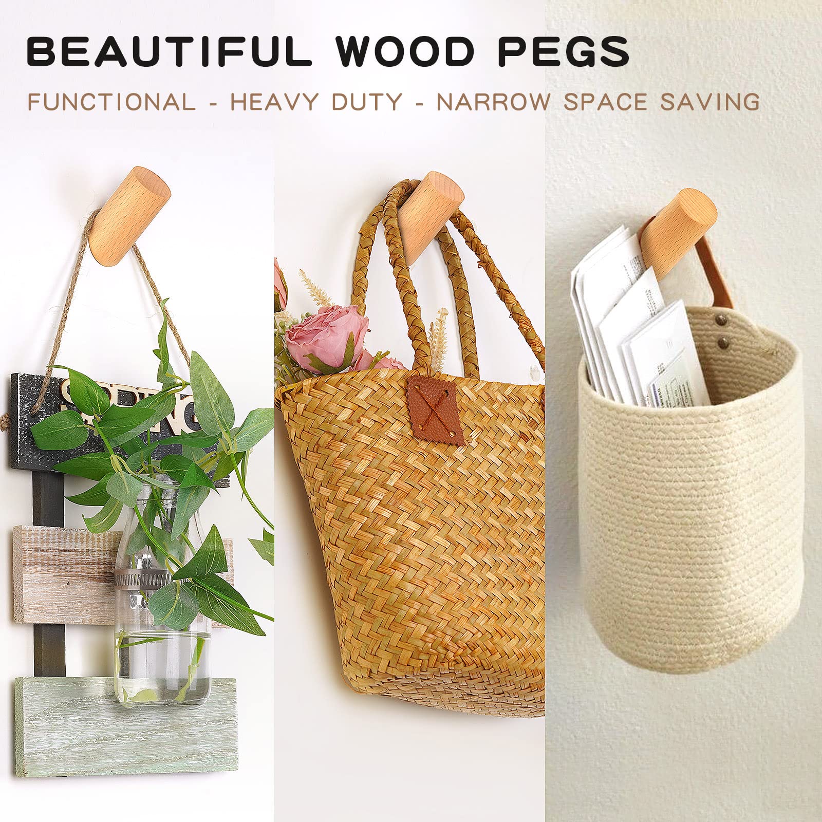 Wood Wall Hooks (6 Count)