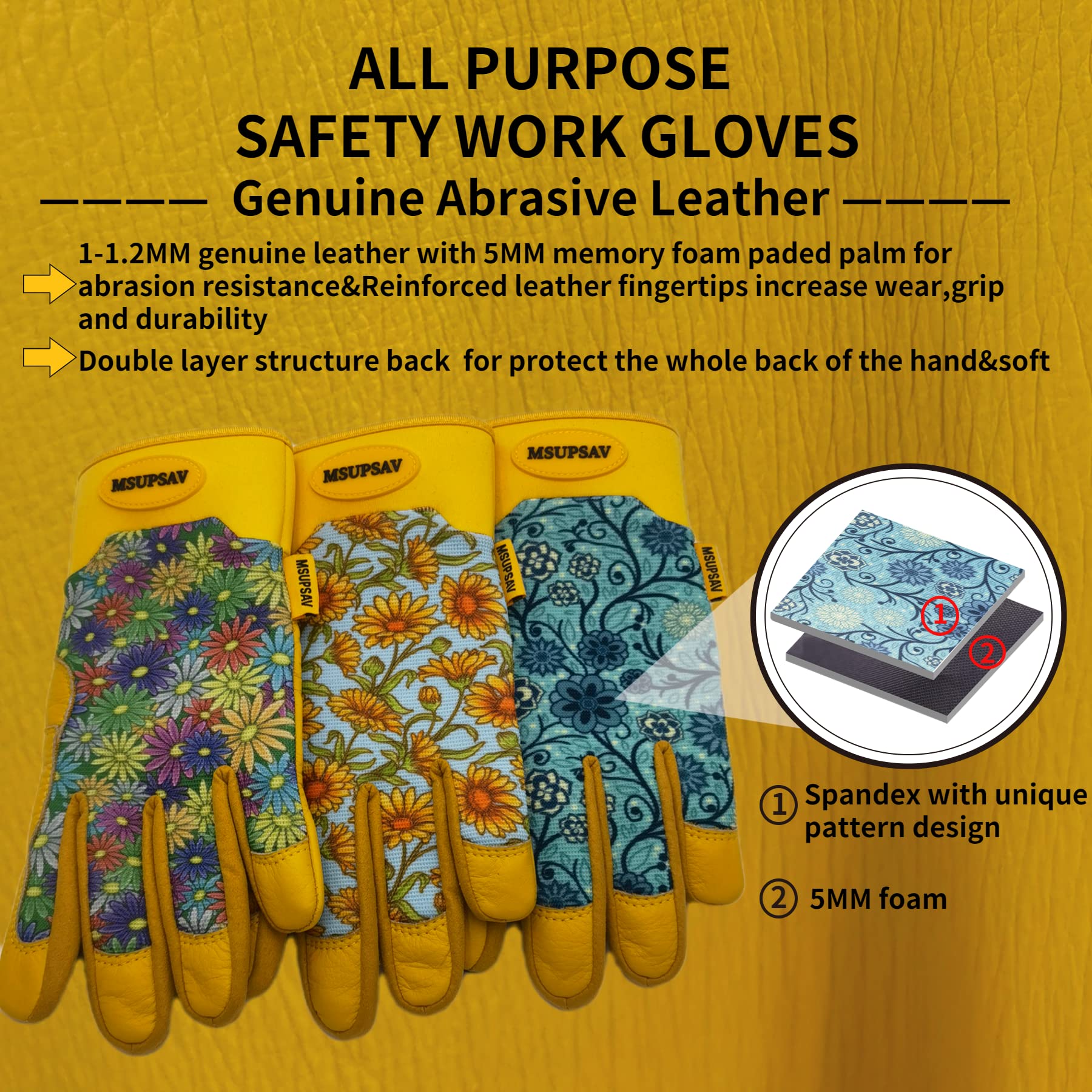 2 Pairs Cowhide Gardening Glove