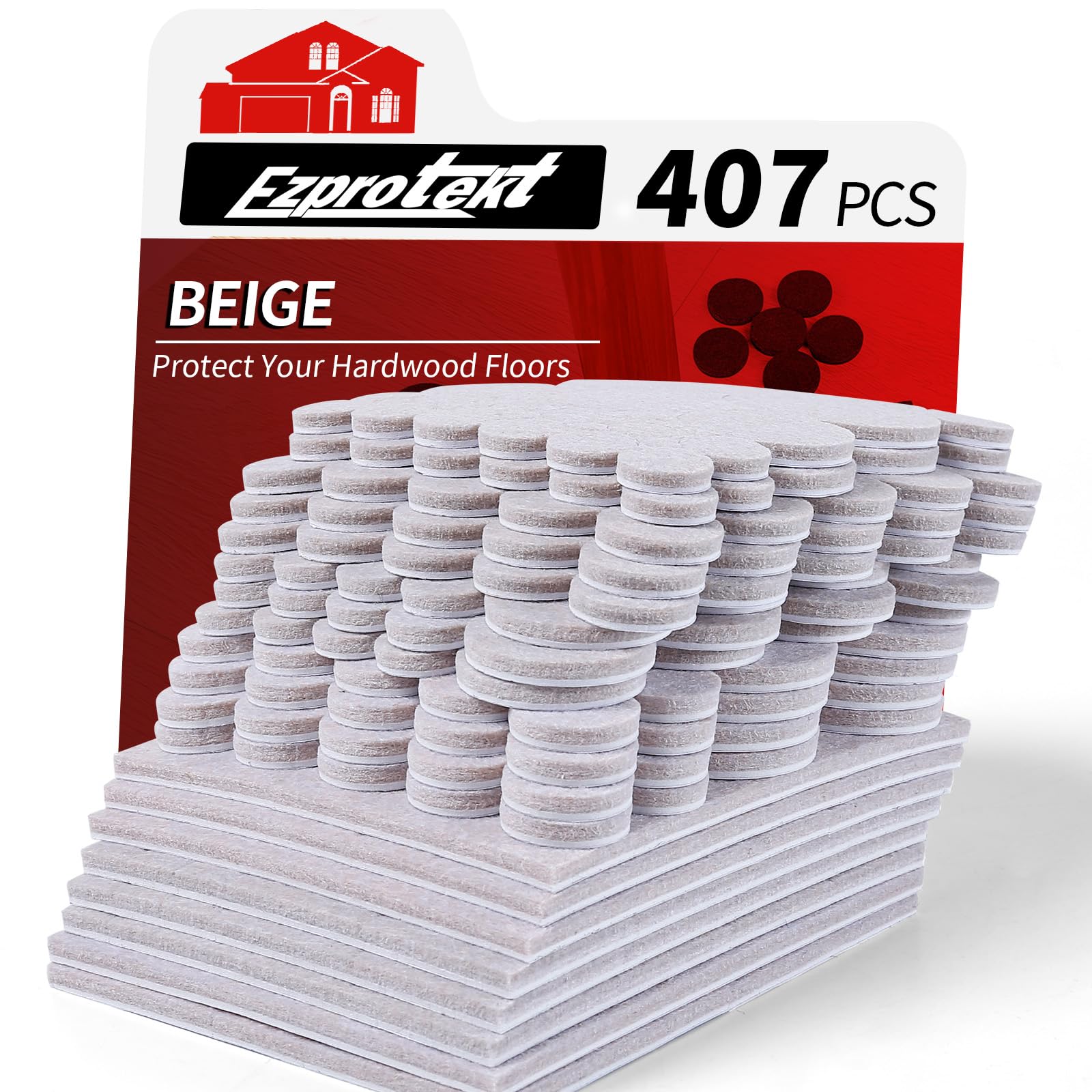 407Pcs Felt Chair Leg Pads Floor Protectors for Hardwoods Floors (407 Count)