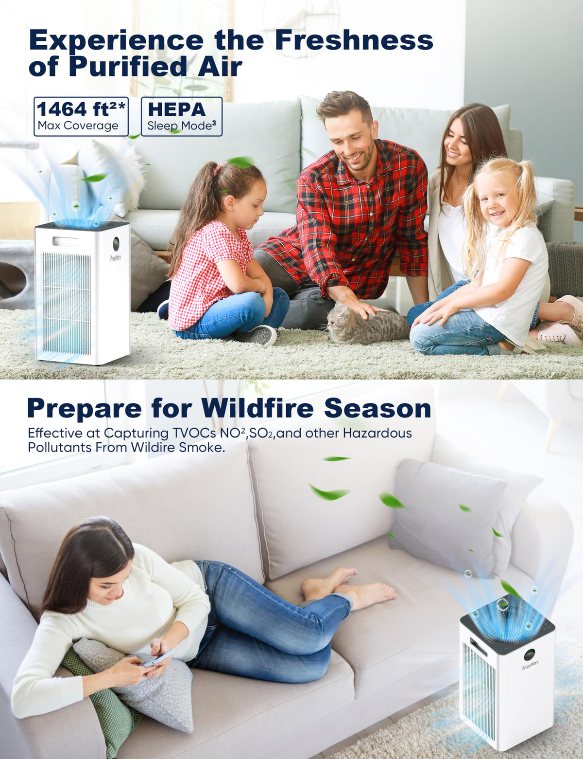 Air Purifiers for Home Large Room up to 1500 sq ft
