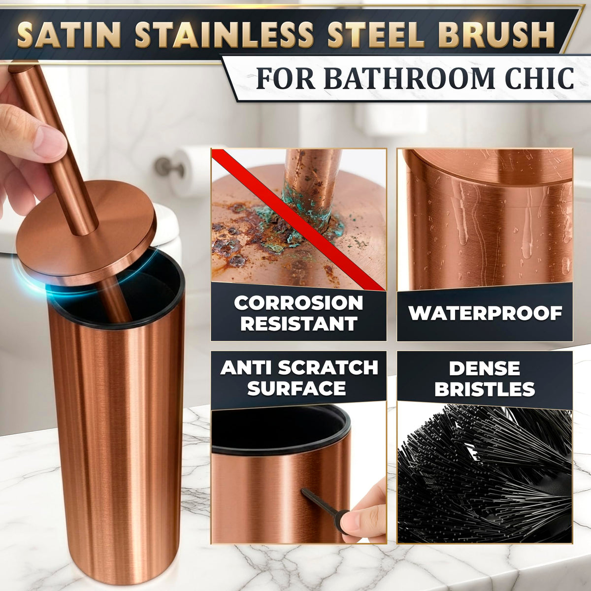 Bronze Toilet Brush and Holder Set for Modern Bathrooms