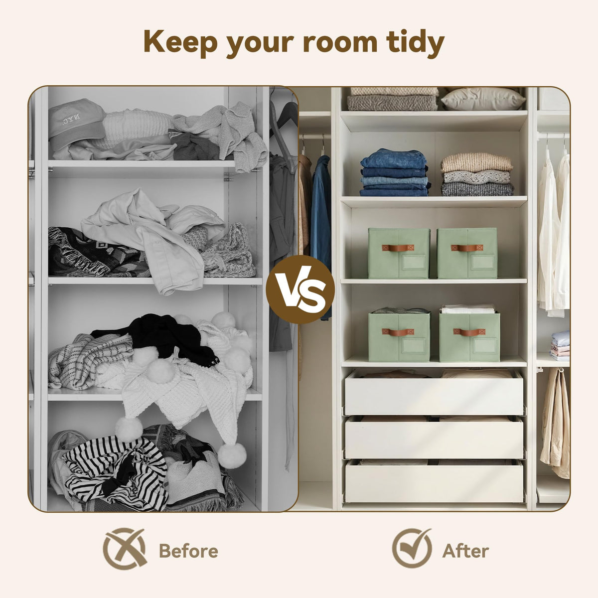 Closet Storage Bins with Label (3 Count)