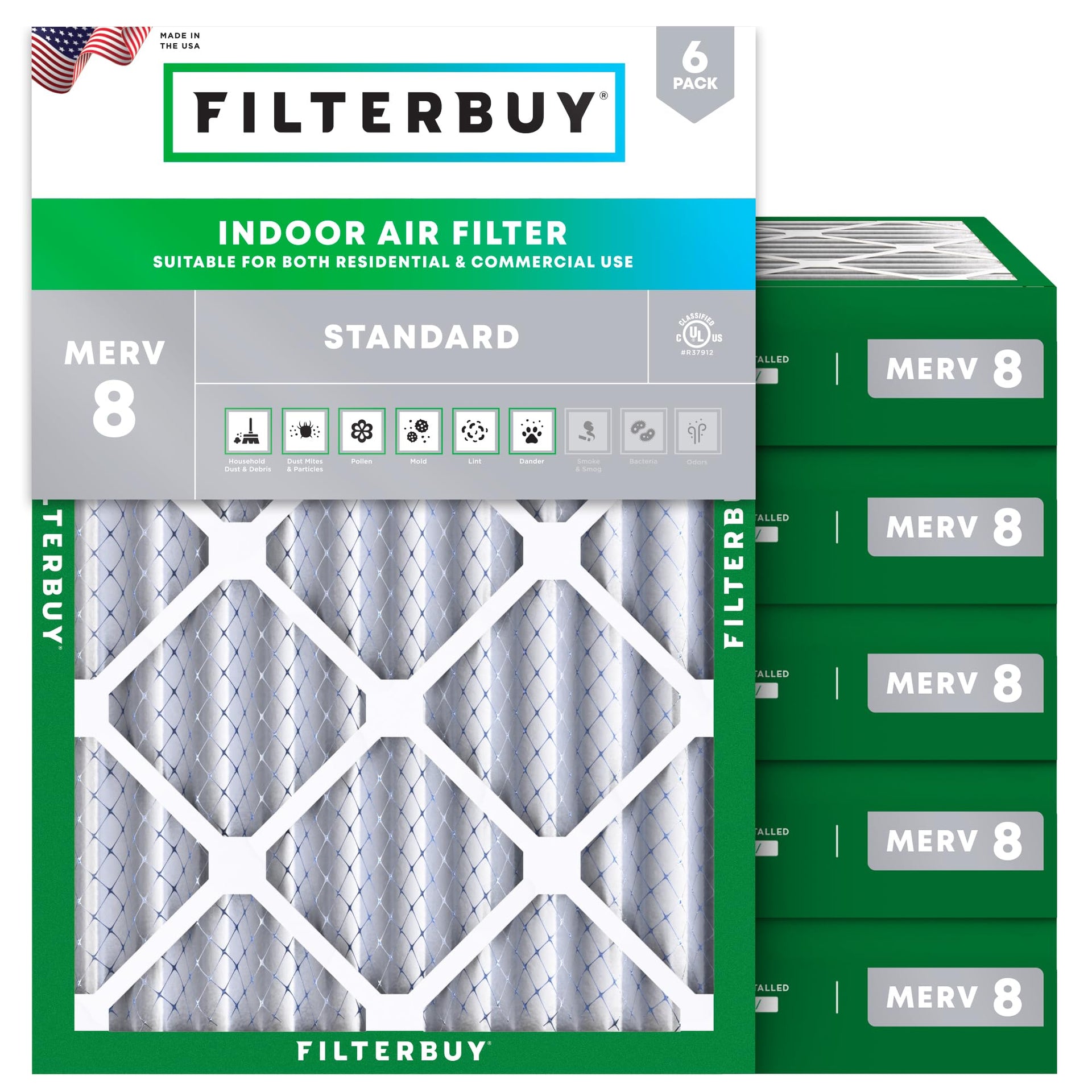 18x20x4 Air Filter MERV 8 Dust & Allergy Defense (6 Count)