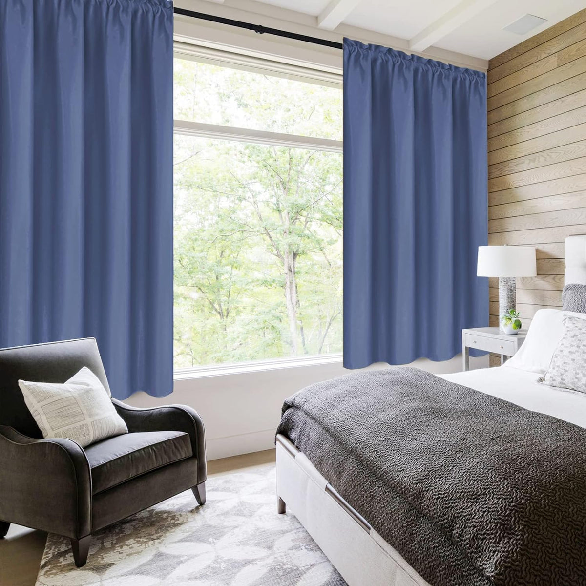Short Blackout Curtains 52 x 36 Inch for Kitchen RV Bunk Dusty Blue (2 Count)