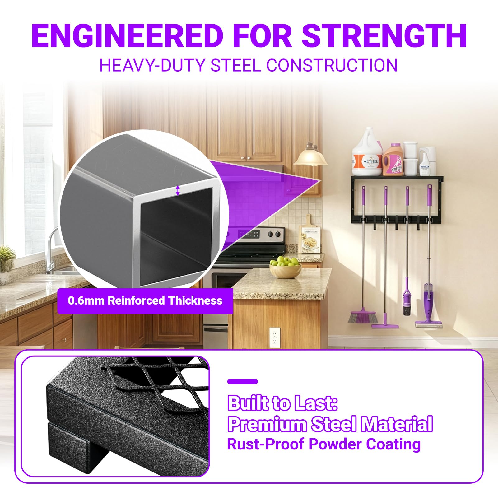 Heavy Duty Broom Holder Wall Mount