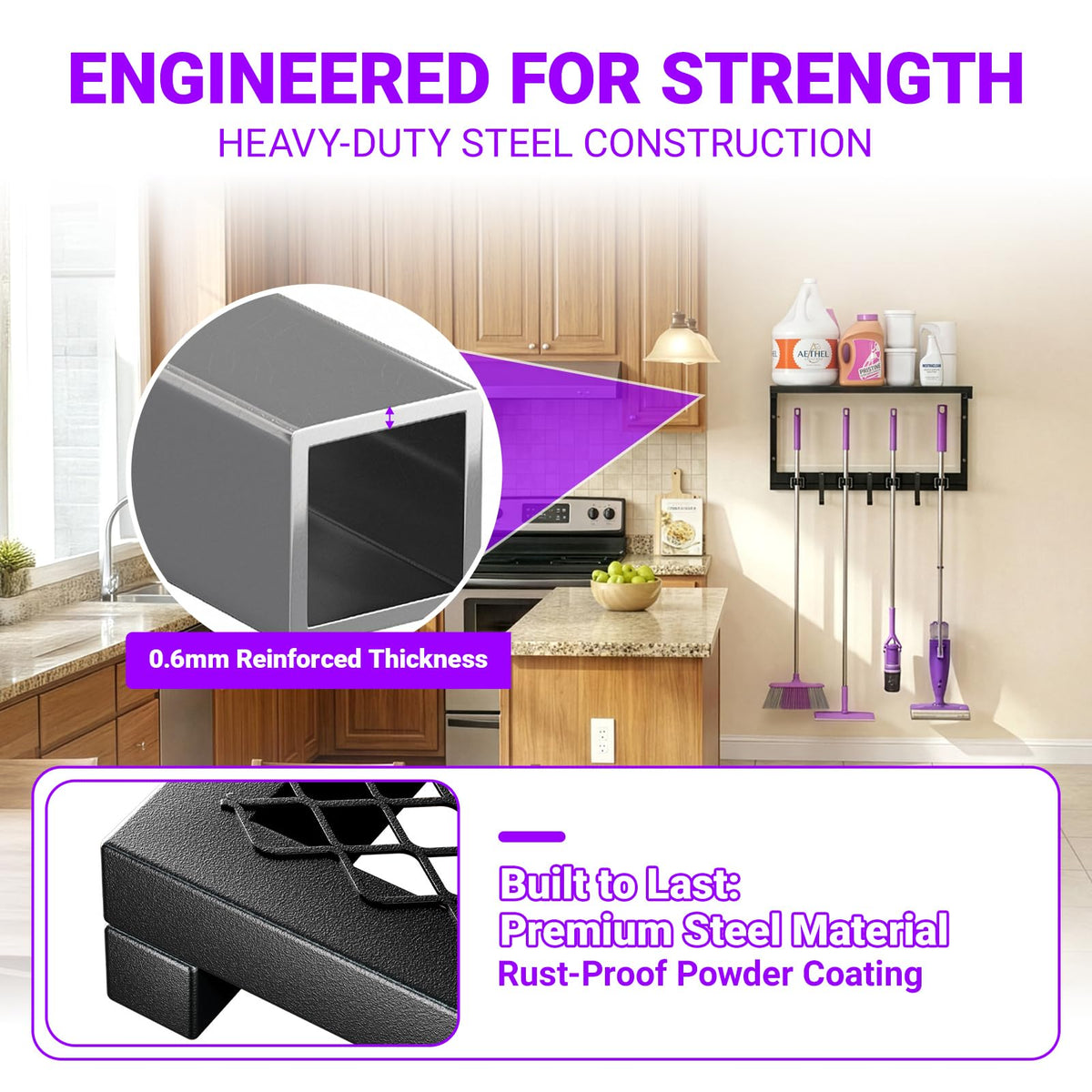 Heavy Duty Broom Holder Wall Mount