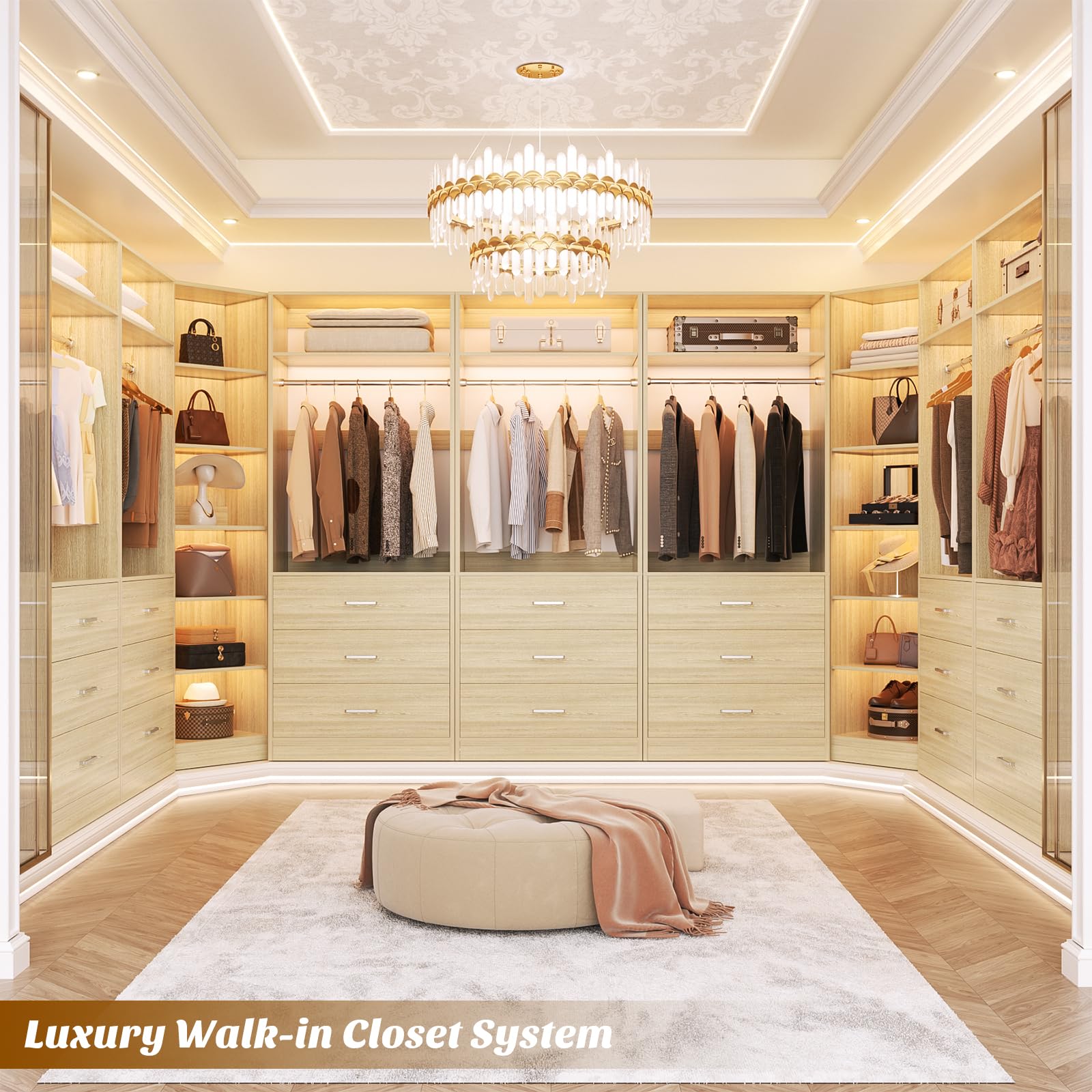 Closet System with 6 Drawers & 10 Shelves