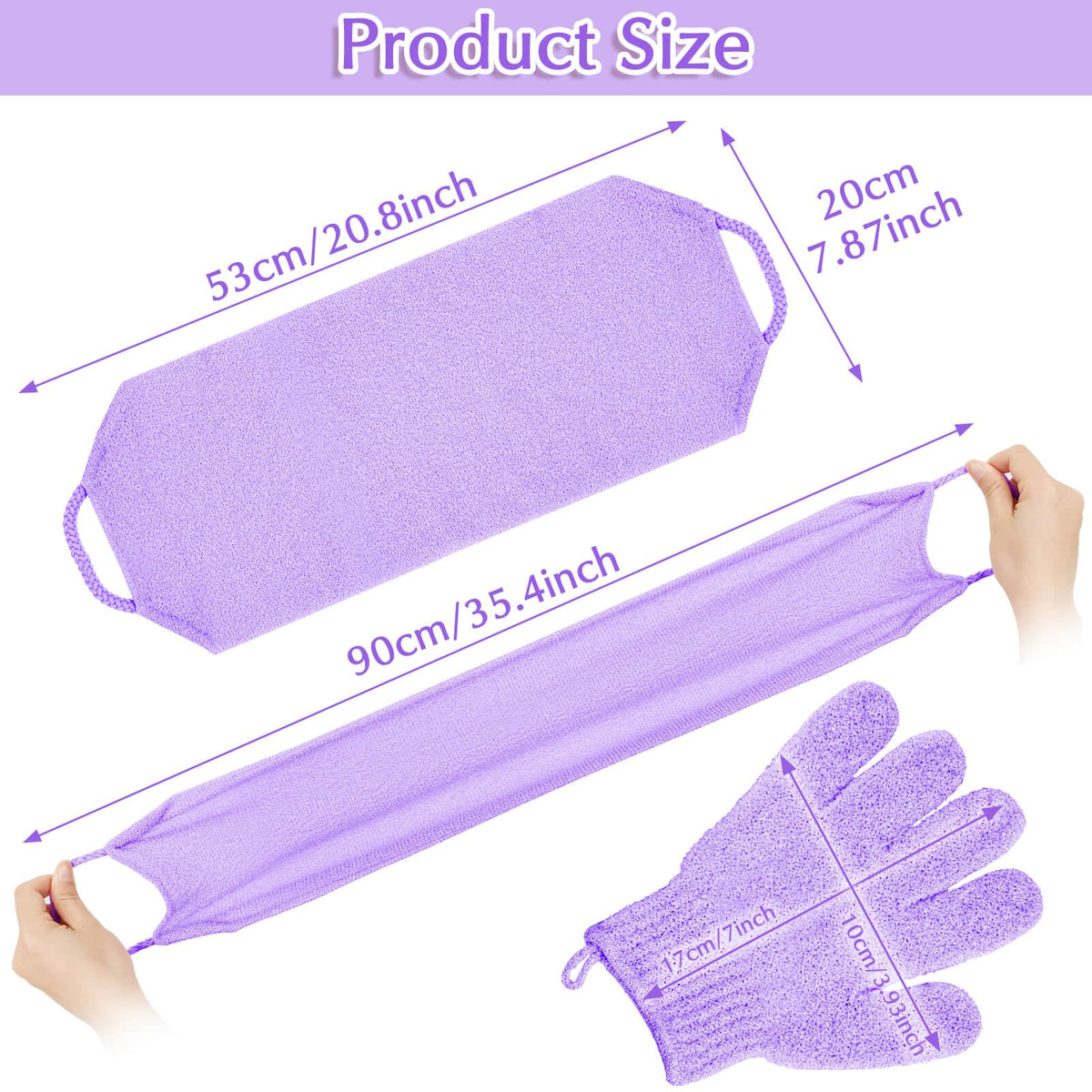 Exfoliating Back Scrubber Bath Gloves Set (3 Count)