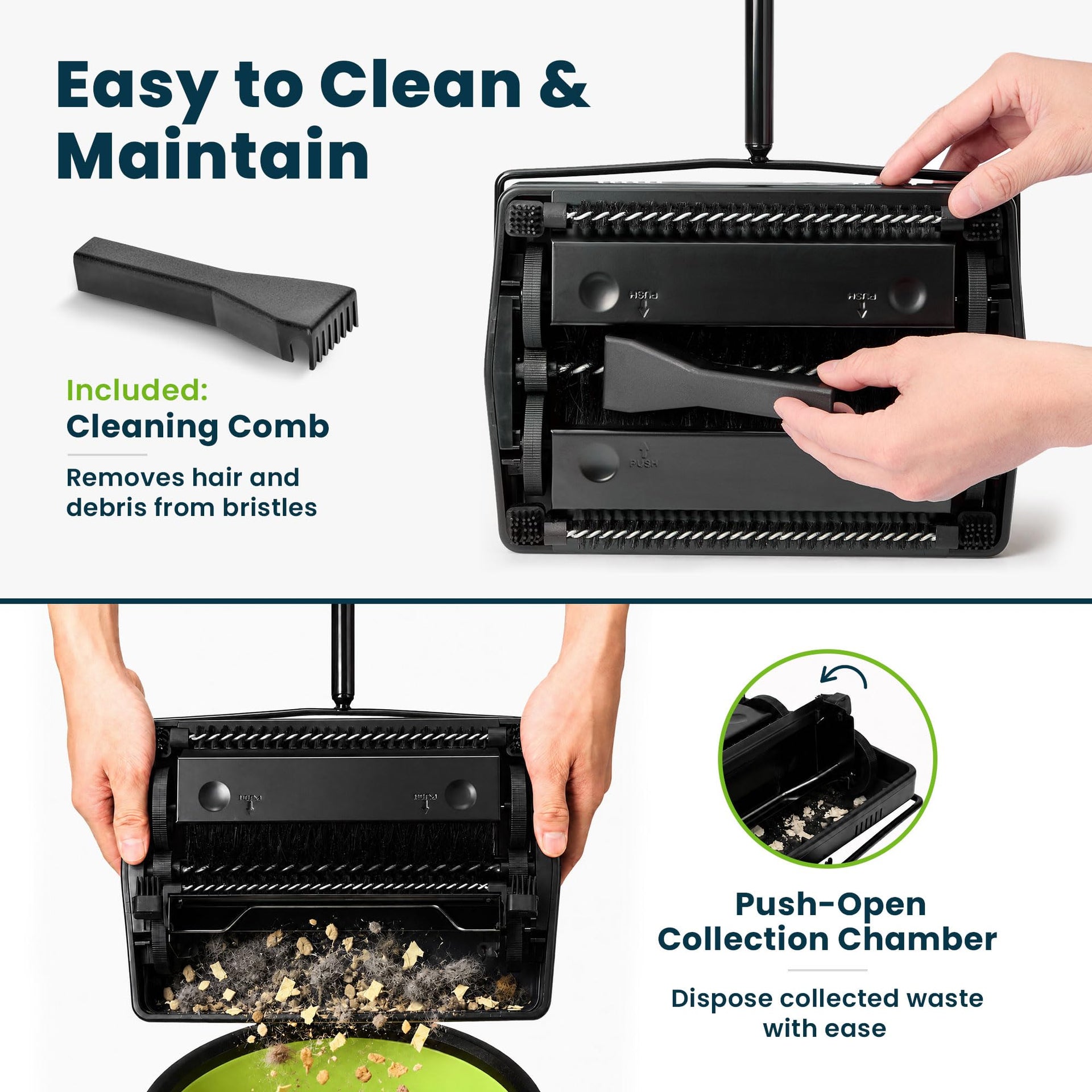 Manual Carpet Sweeper Triple Brush