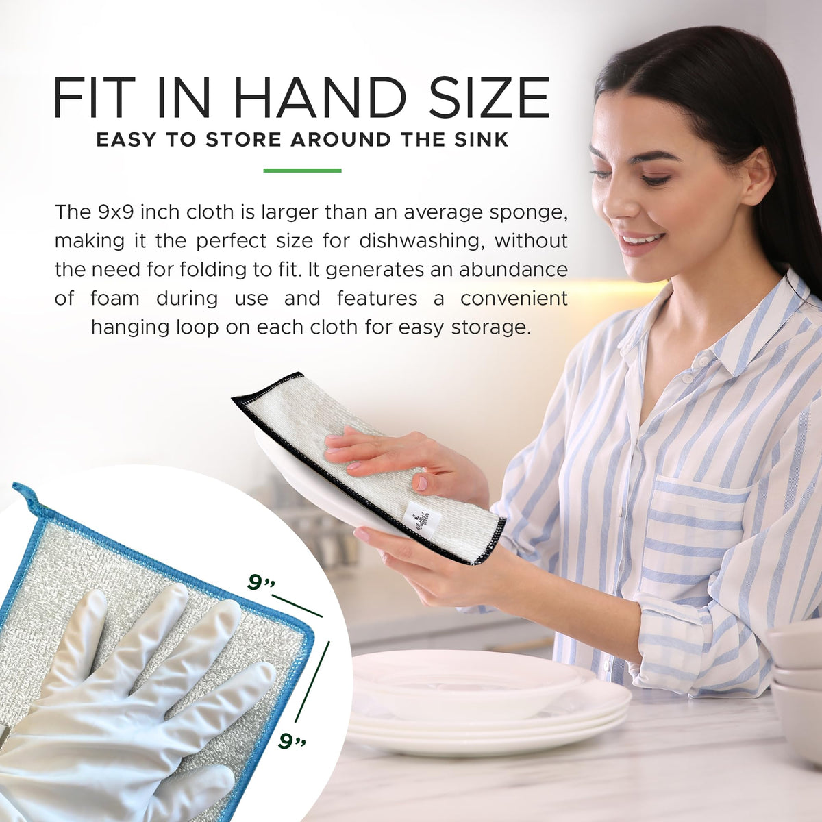Dishcloths Kitchen Dishrag Cleaning Scrub Reusable 6pk 9x9in