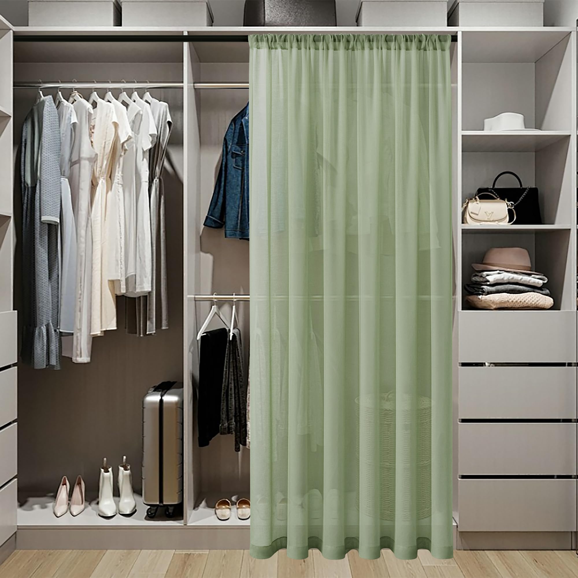 Small Sheer Door Curtain Closet Linen Textured Curtain Sheers Doorway Light Filtering Voile French Door Rod Pocket Curtains Patio Glass Doors