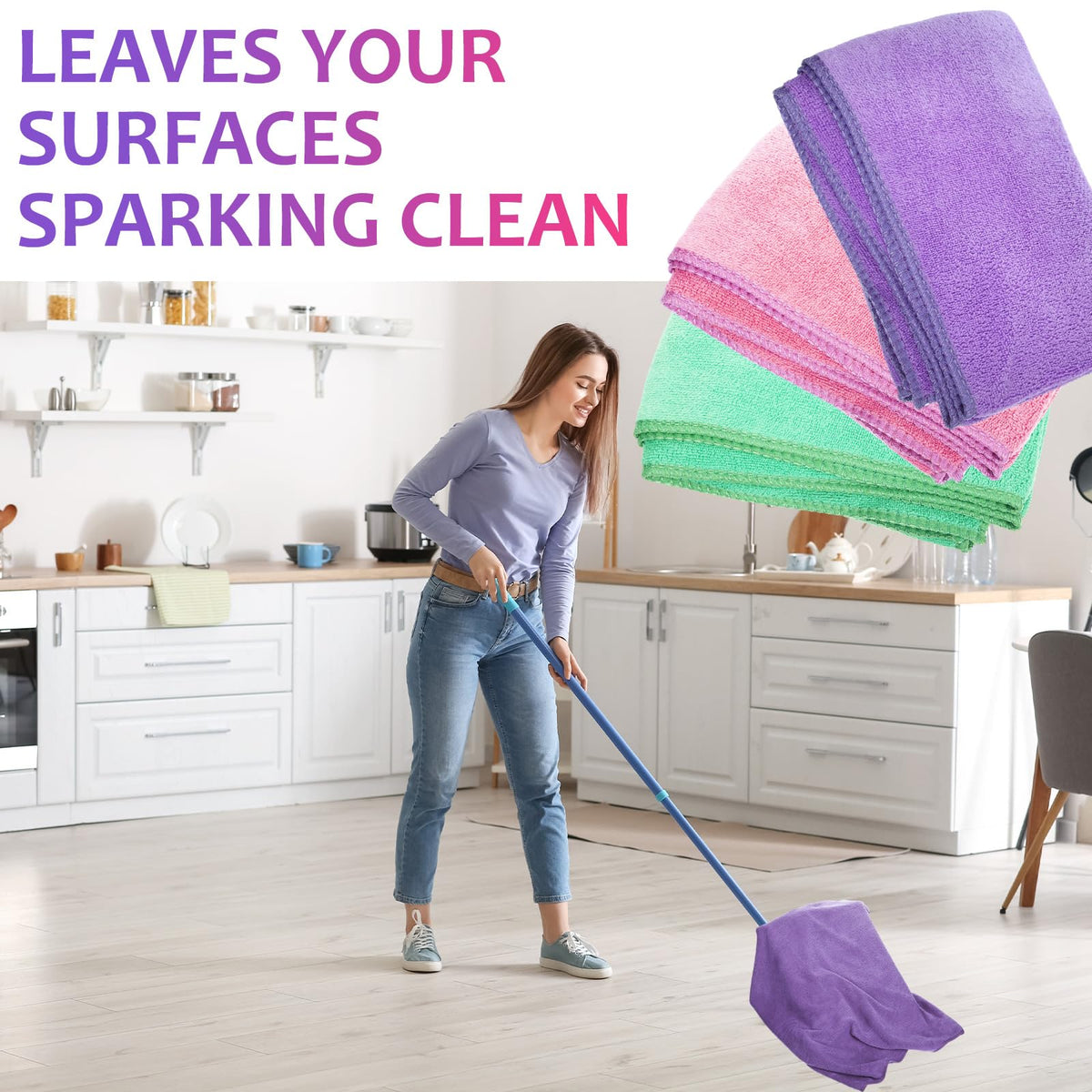 3 Pcs Extra Large Microfiber Cleaning Cloth 30" x 20" Washable Reusable Microfiber Towel Streak Free Lint Free Cloth for Cleaning Home Glass Office Window Bathrooms (3 Count)