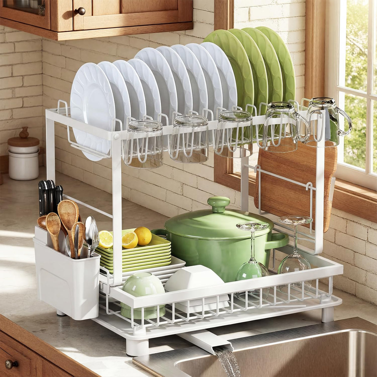2 Tier Dish Drying Rack for Kitchen Counter