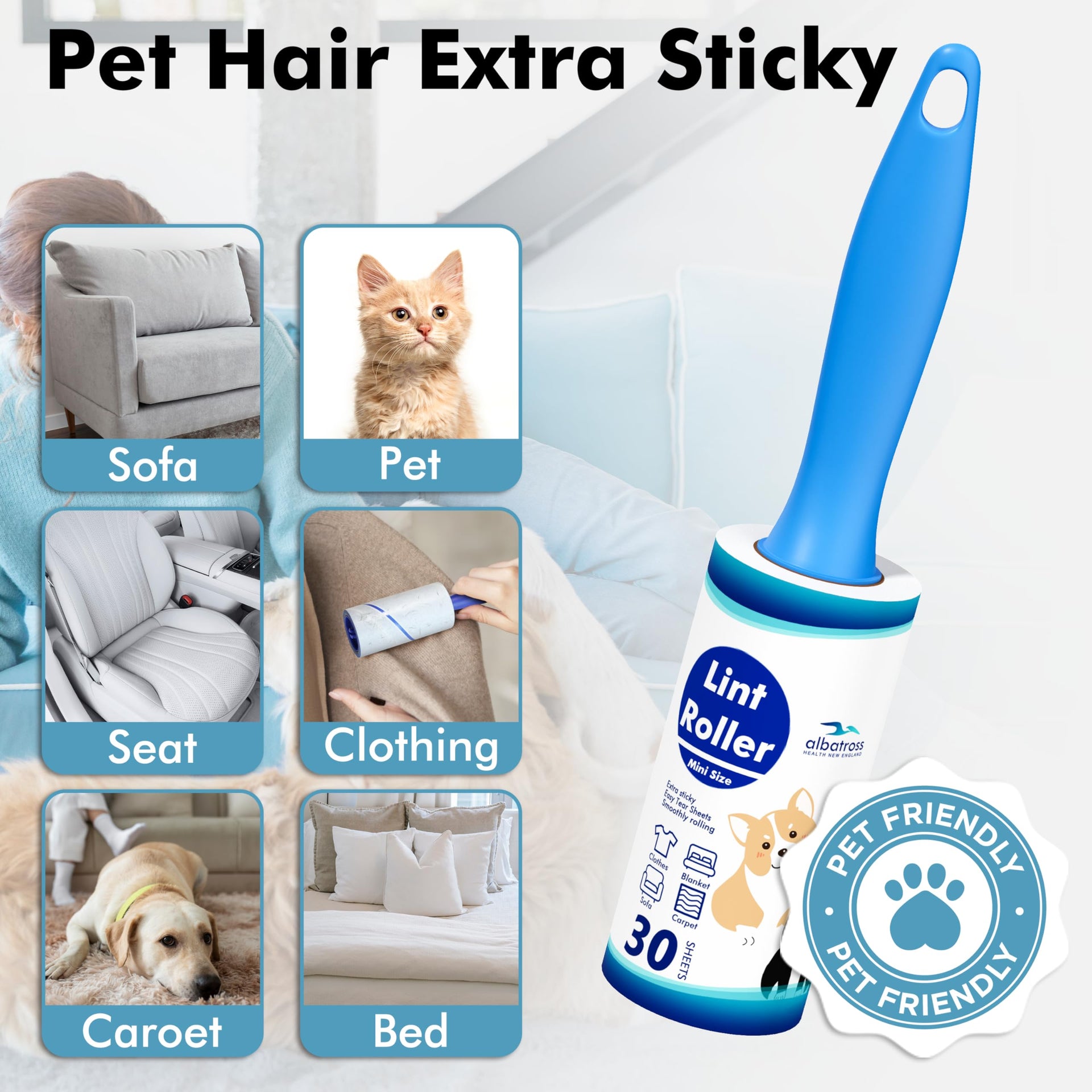 Mini Extra Sticky Lint Rollers for Travel (150 Count)
