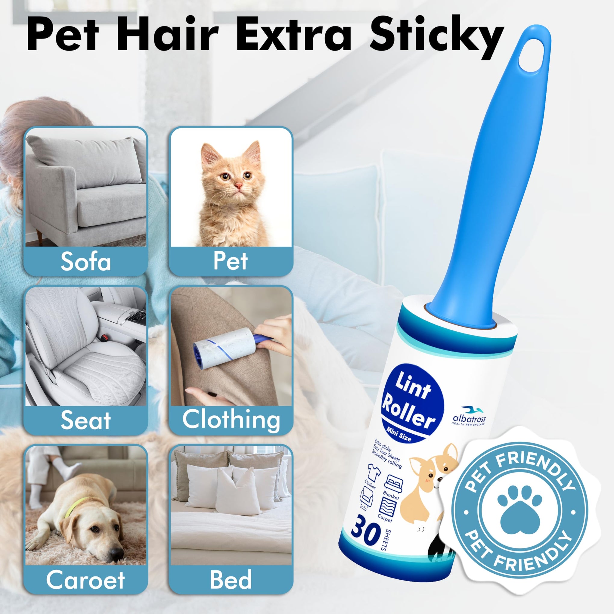 Mini Extra Sticky Lint Rollers for Travel (150 Count)