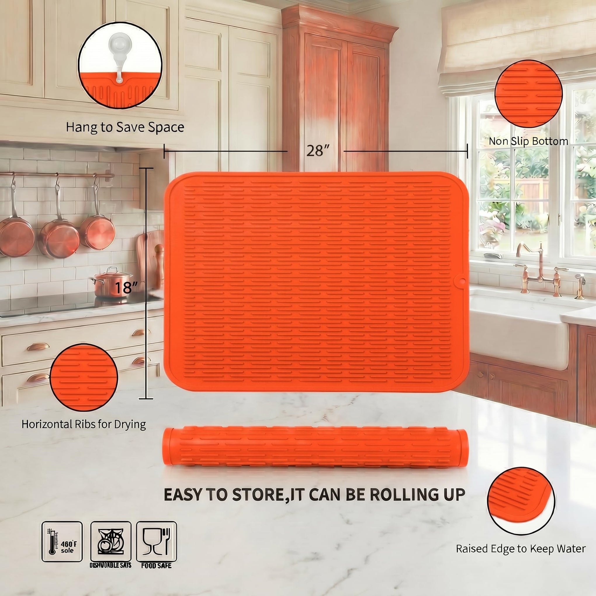 Silicone Dish Drying Mat for Multiple Usage