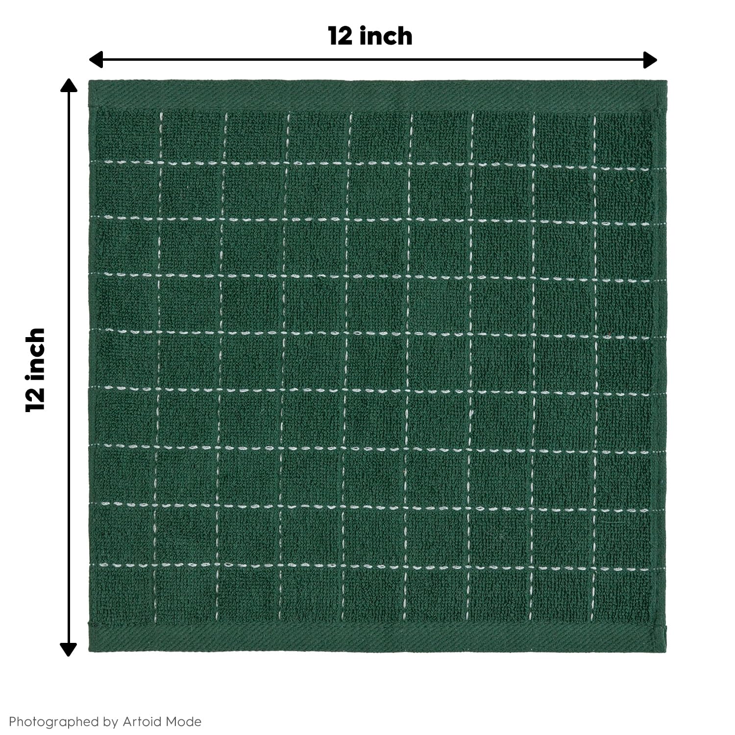 Checkered Designed Cotton Green Terry Kitchen Dish Cloths (6 Count)