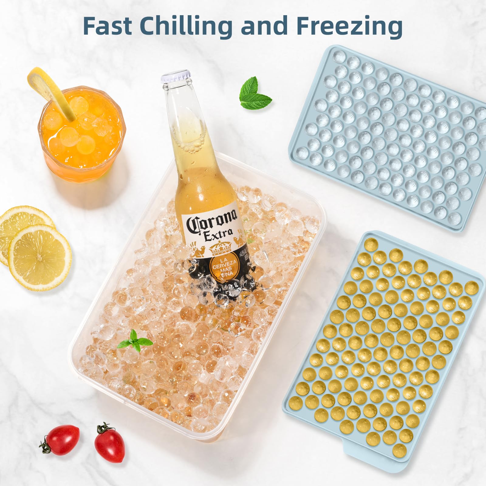 Mini Ice Cube Trays for Freezer with Lid (4 Count)
