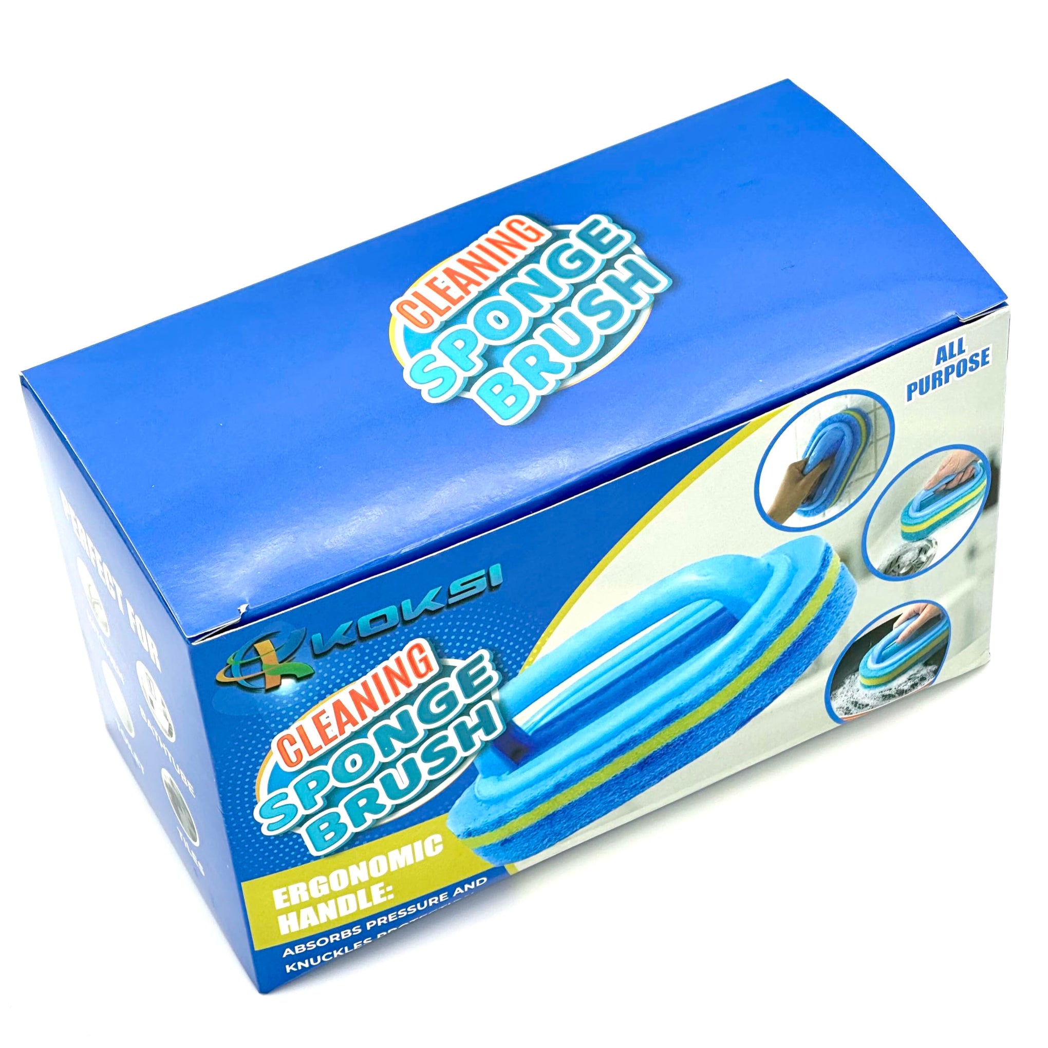 2 Piece Cleaning Brush for Bathroom Kitchen Bathtub Toilet Cleaner All Purpose Shower Sponge Scrubbing Brush with Ergonomic Handle (4 Count)