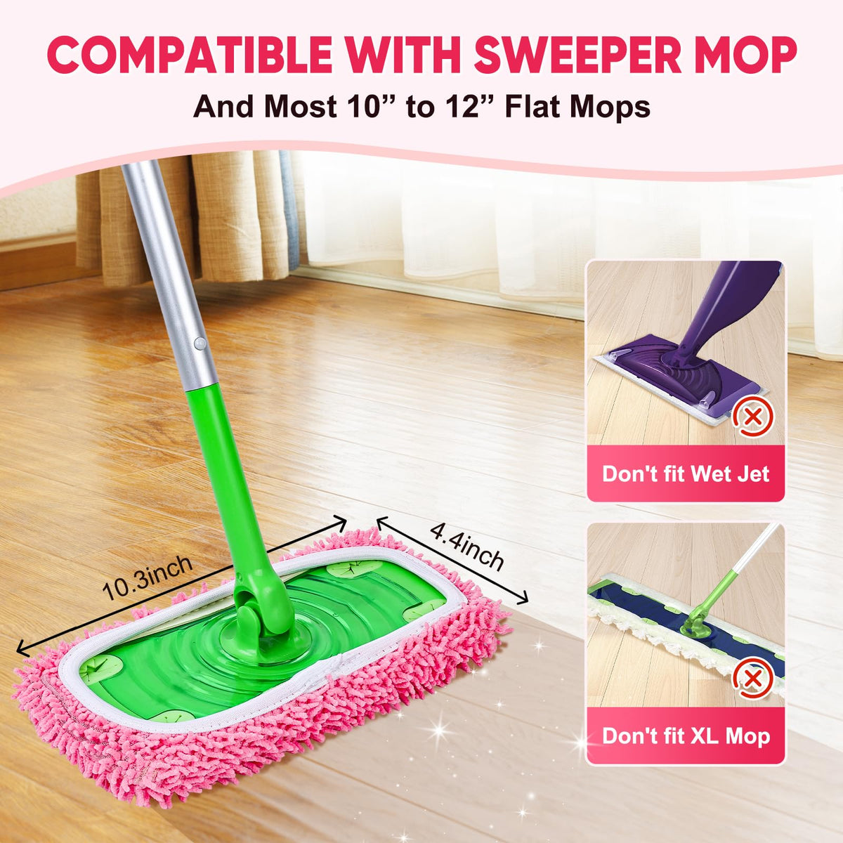 6 Pack Reusable Mop Pads Compatible with Swiffer Sweeper (6 Count)