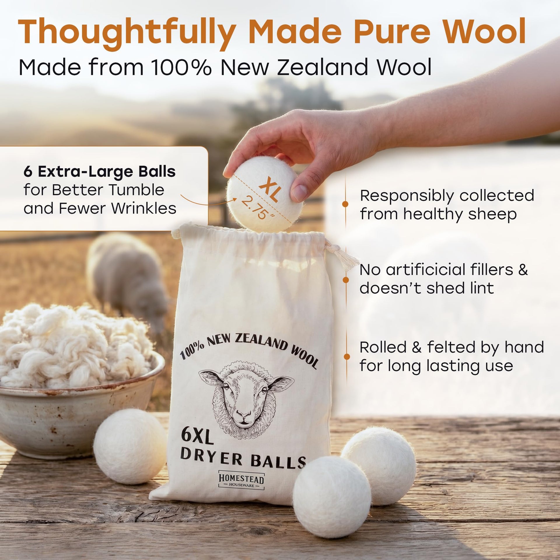 XL Wool Dryer Balls 6 (6 Count)