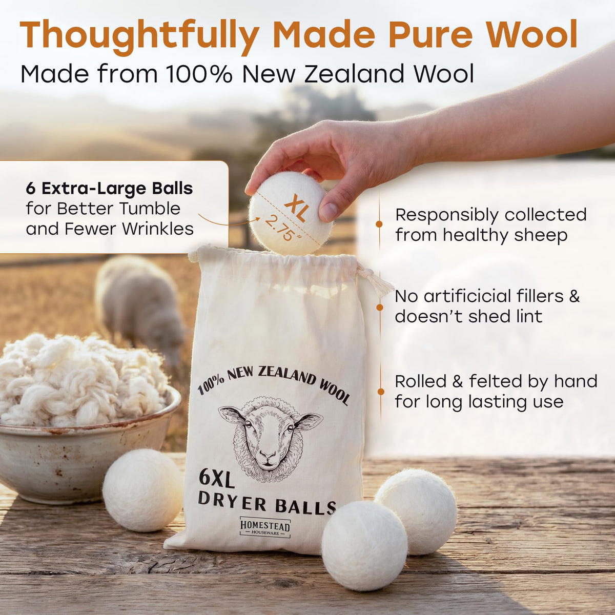 XL Wool Dryer Balls 6 (6 Count)