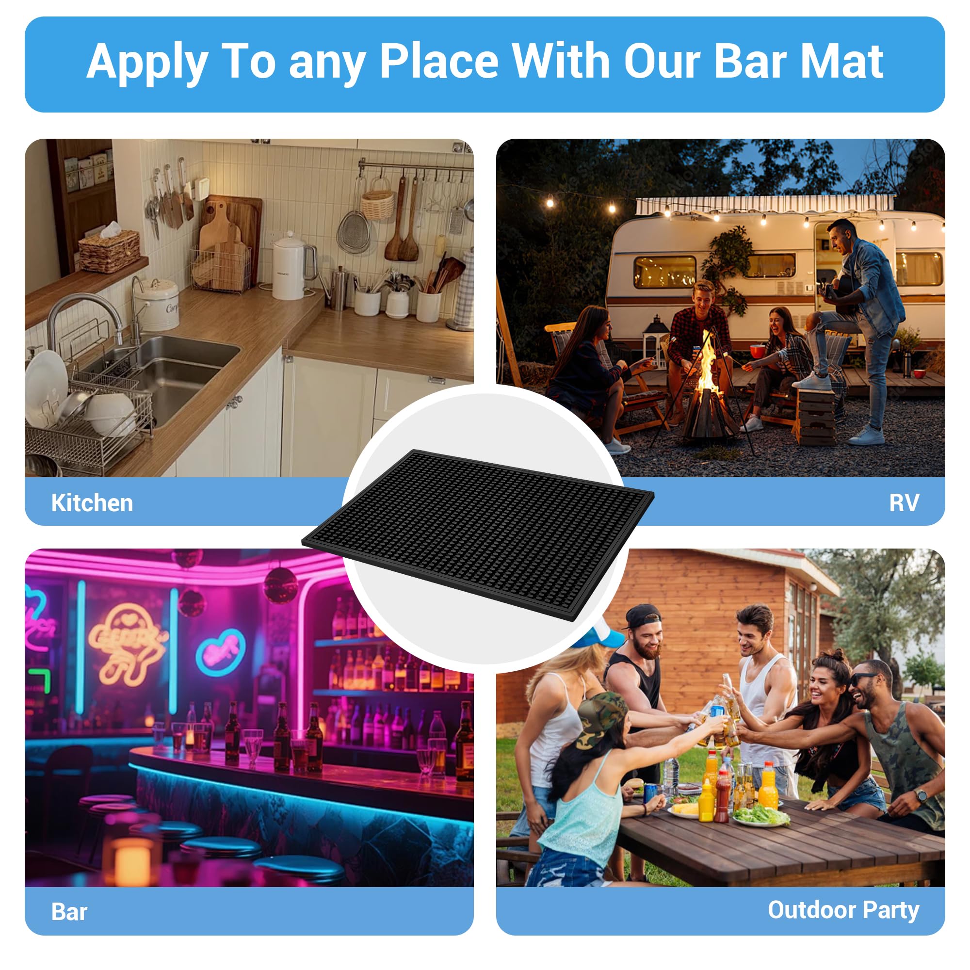 Bar Mat Premium 18"X12" Rubber Bar Mats for Countertop
