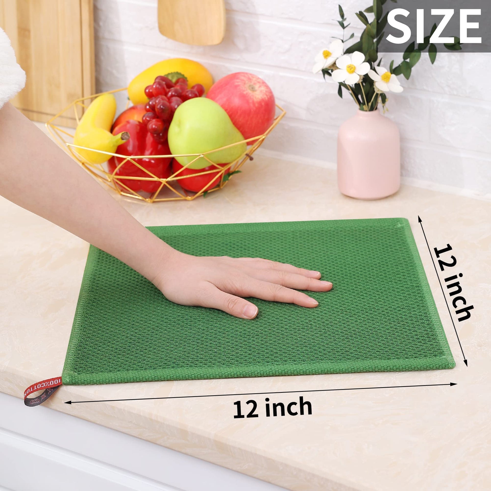 100% Cotton Waffle Weave Kitchen Dish Cloths 18 (18 Count)