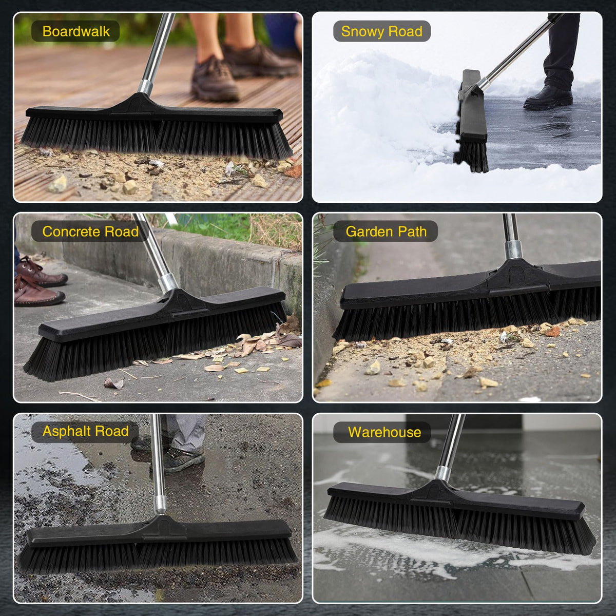 24.8" Push Broom Heavy Duty Outdoor Stiff Bristle for Garage&Patio