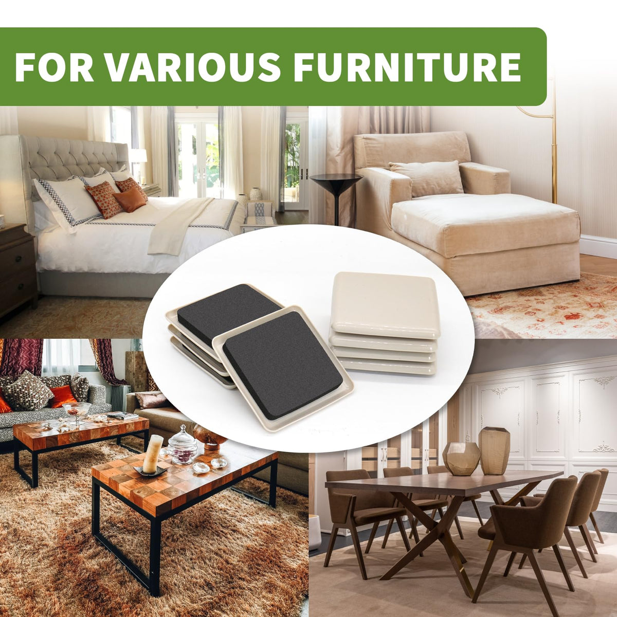 Furniture Sliders for Carpet 16 PCS (16 Count)