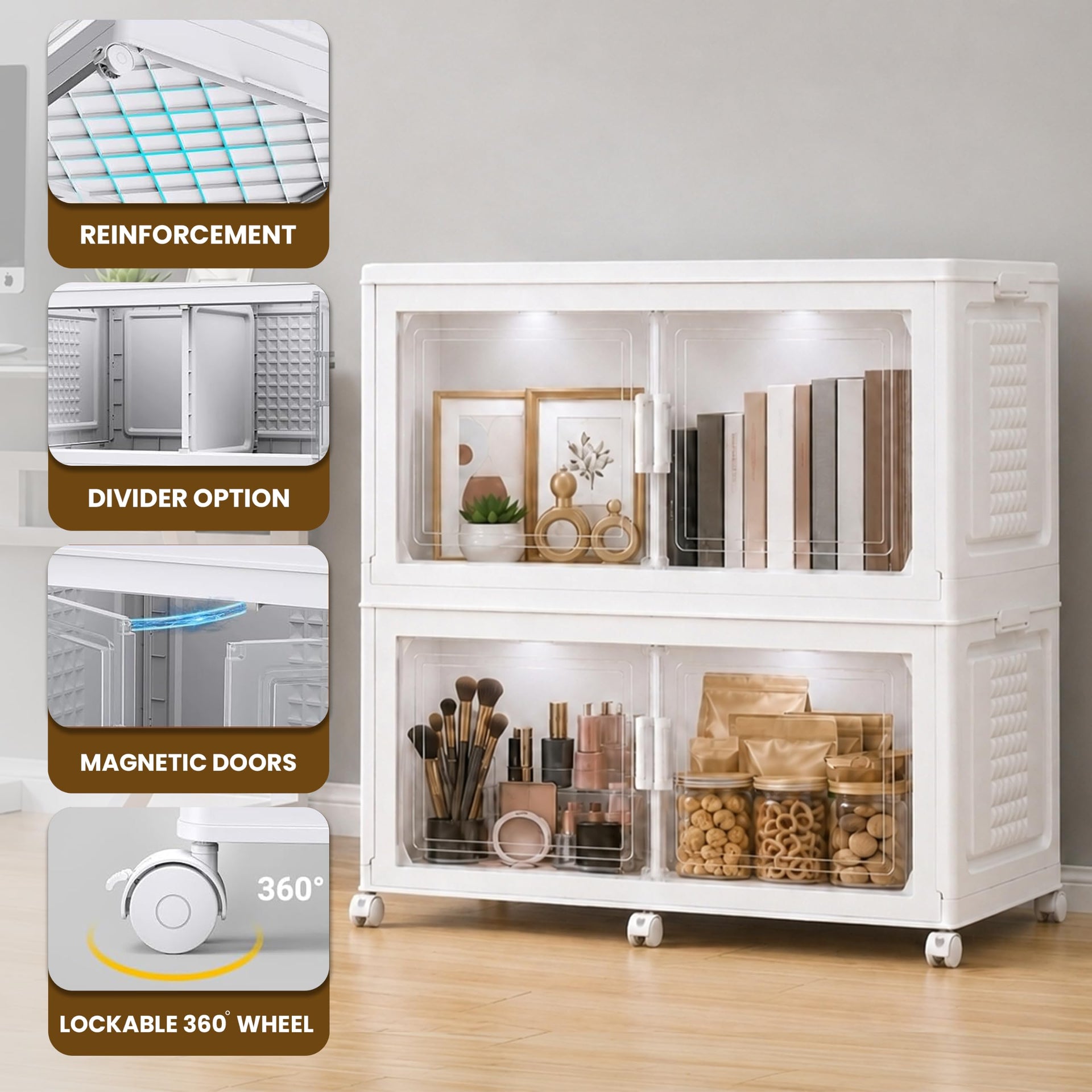 376QT 94GAL 2 Pack Foldable Cabinets with Wheels (2 Count)